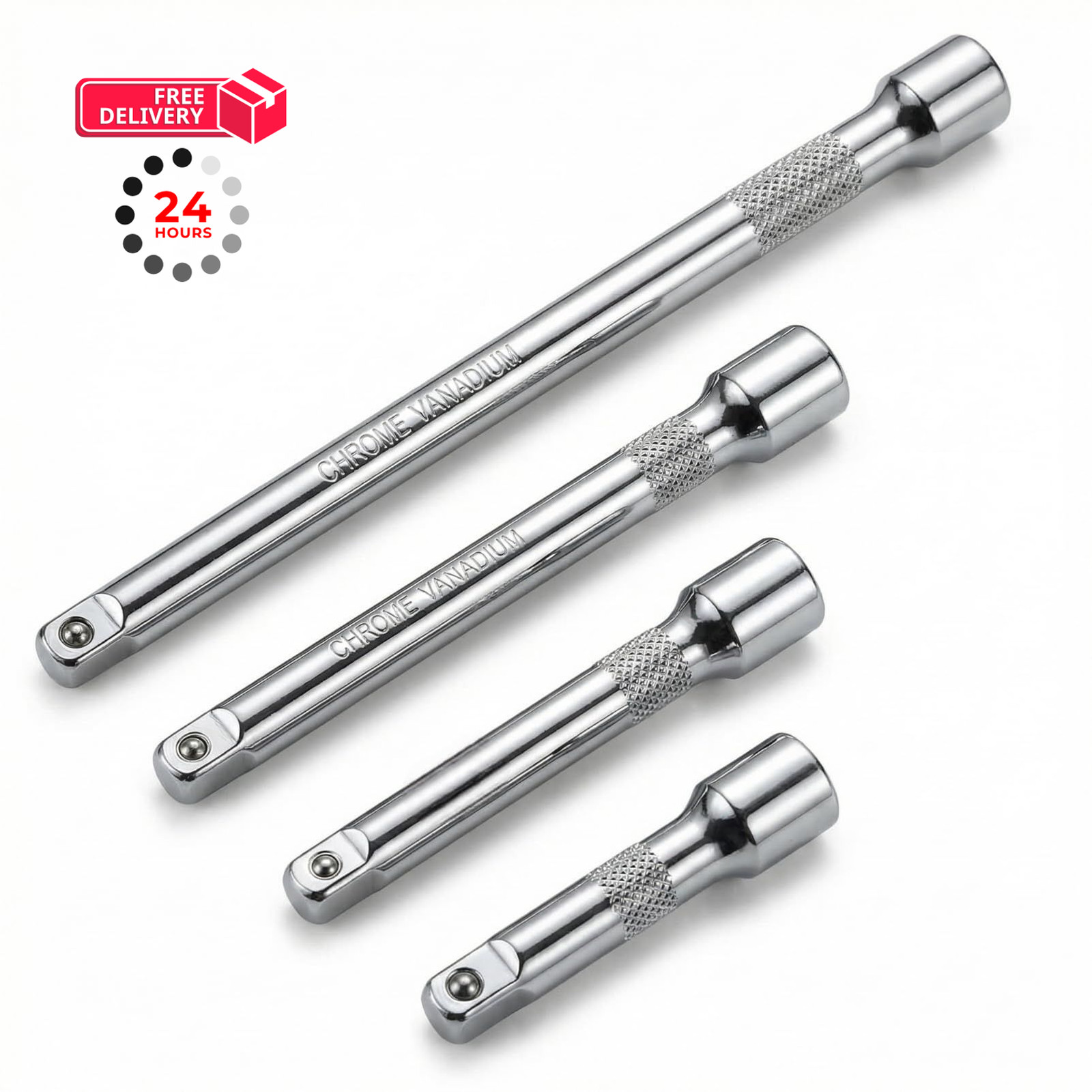 EMSTAR 4PCS 1/4" Drive Socket Extension Bar Set, Silver