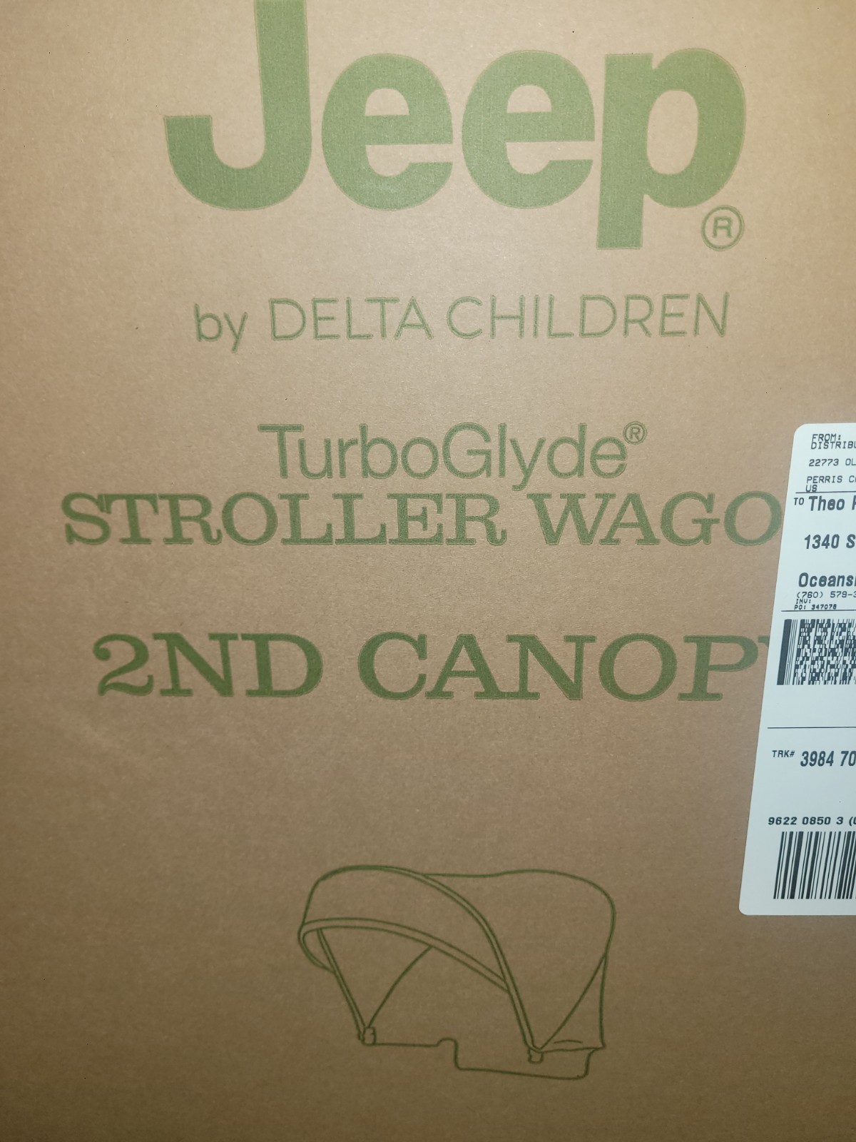 Jeep by Delta Children TurboGlyde Stroller Wagon 2nd Canopy