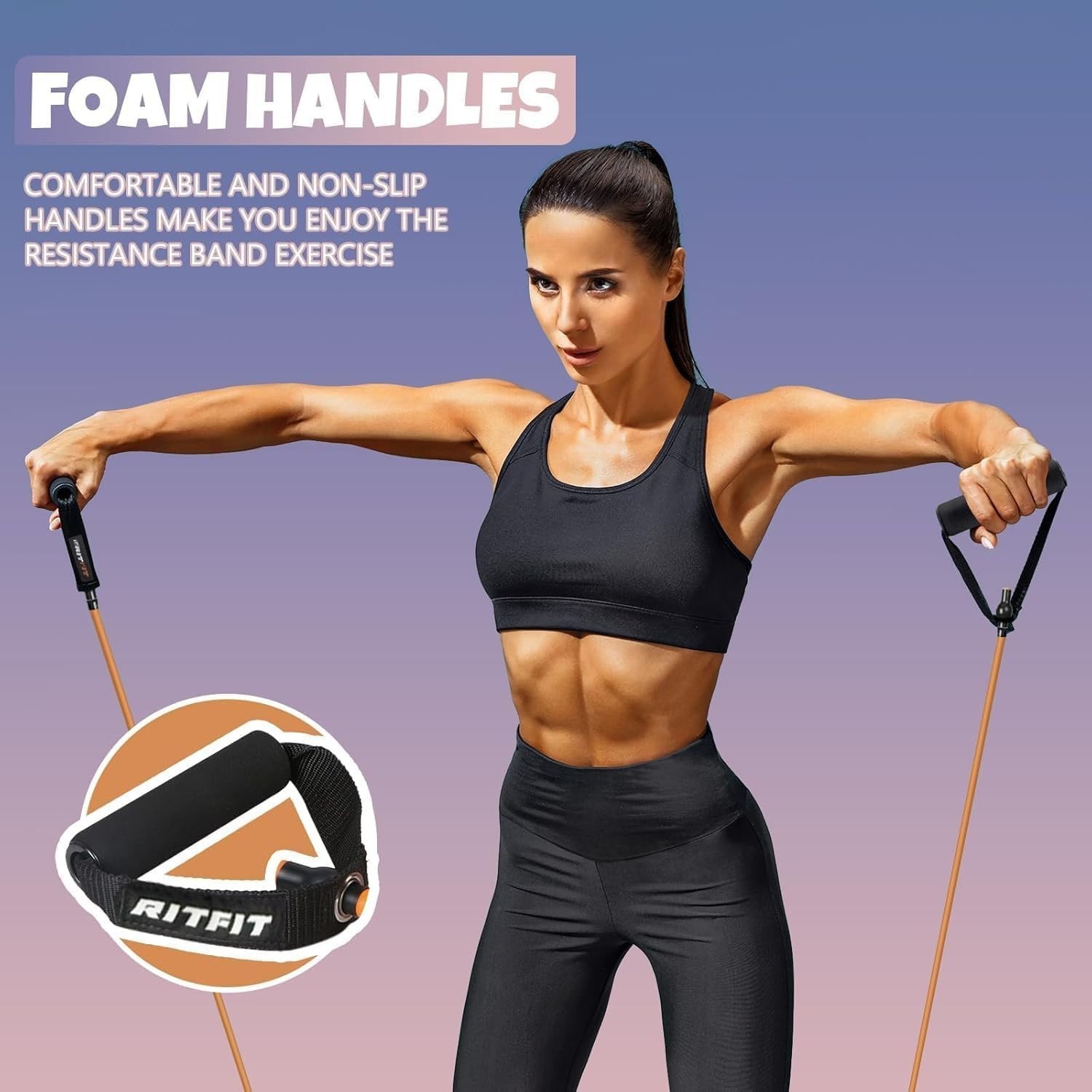 Single Resistance Exercise Band with Comfortable Handles - Ideal for Physical...