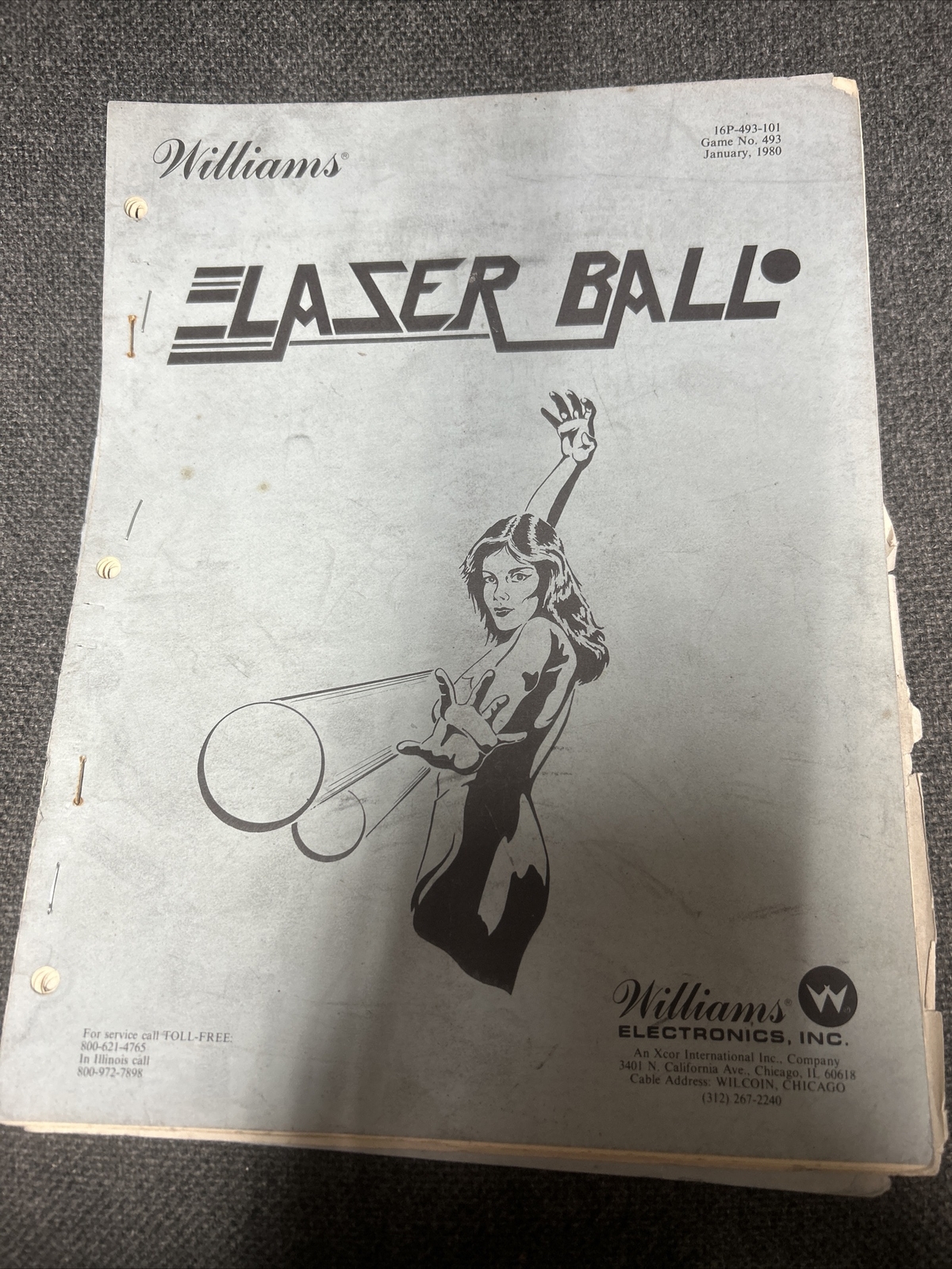 Williams LASER BALL Pinball Machine Manual - good used original