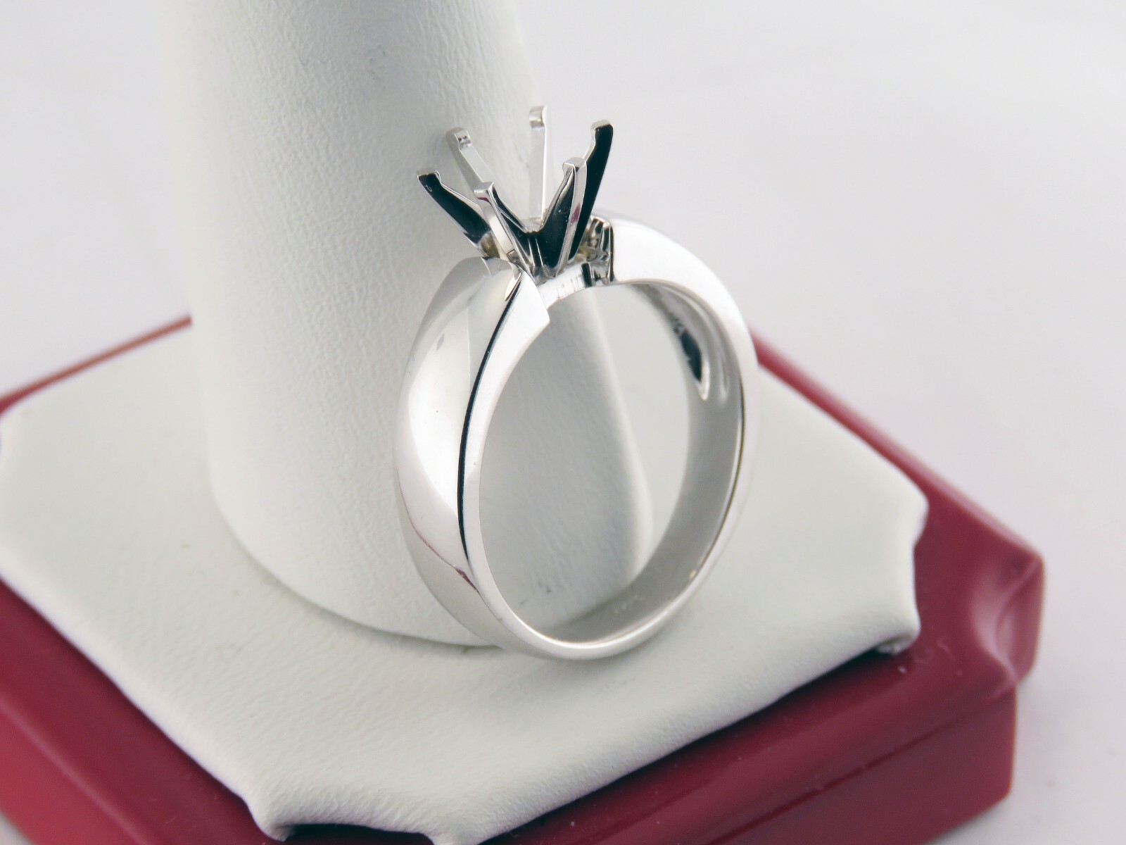 2Ct Solitaire Engagement Ring Mounting 14K solid White Gold Heavy Ring Setting