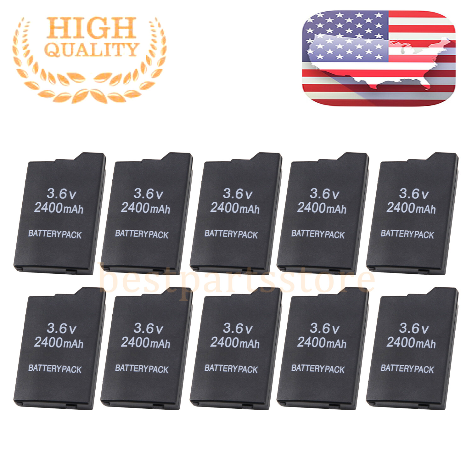 10pcs Rechargeable Battery Li-ion 2400mAh 3.6V For Sony PSP Slim 2000 2001 3000