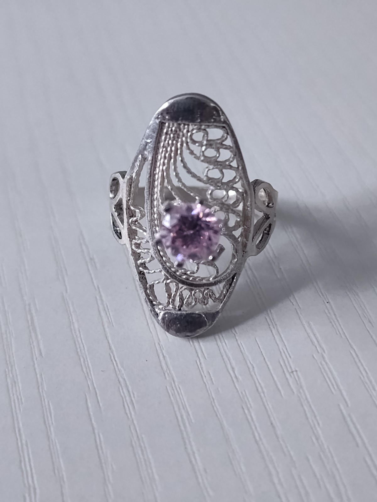. 925 Solid Silver Size 7.5 Cocktail Ring New