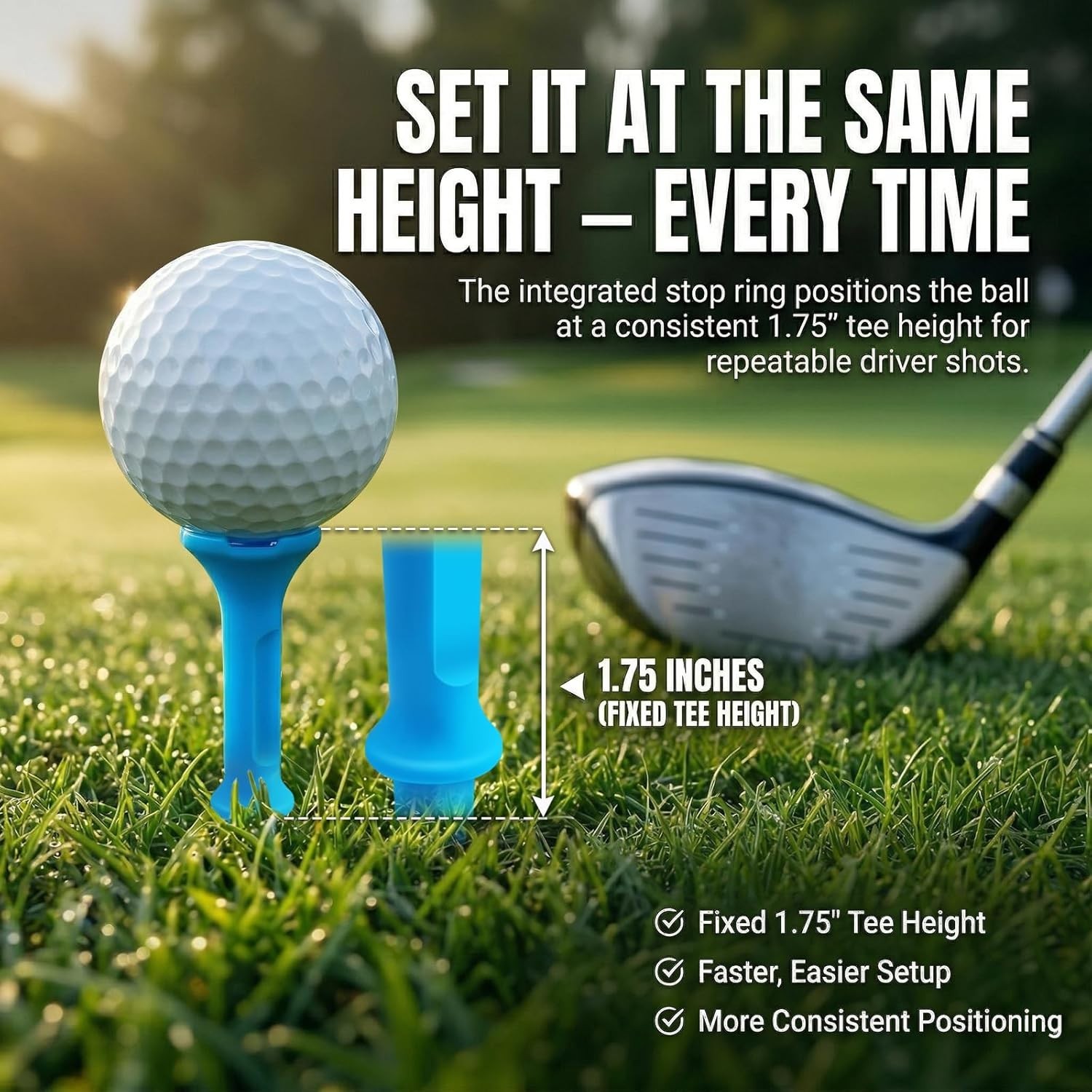 Stepped Golf Tees, 110 Count Plastic Golf Tees, Fixed Tee Height Golf Tees with