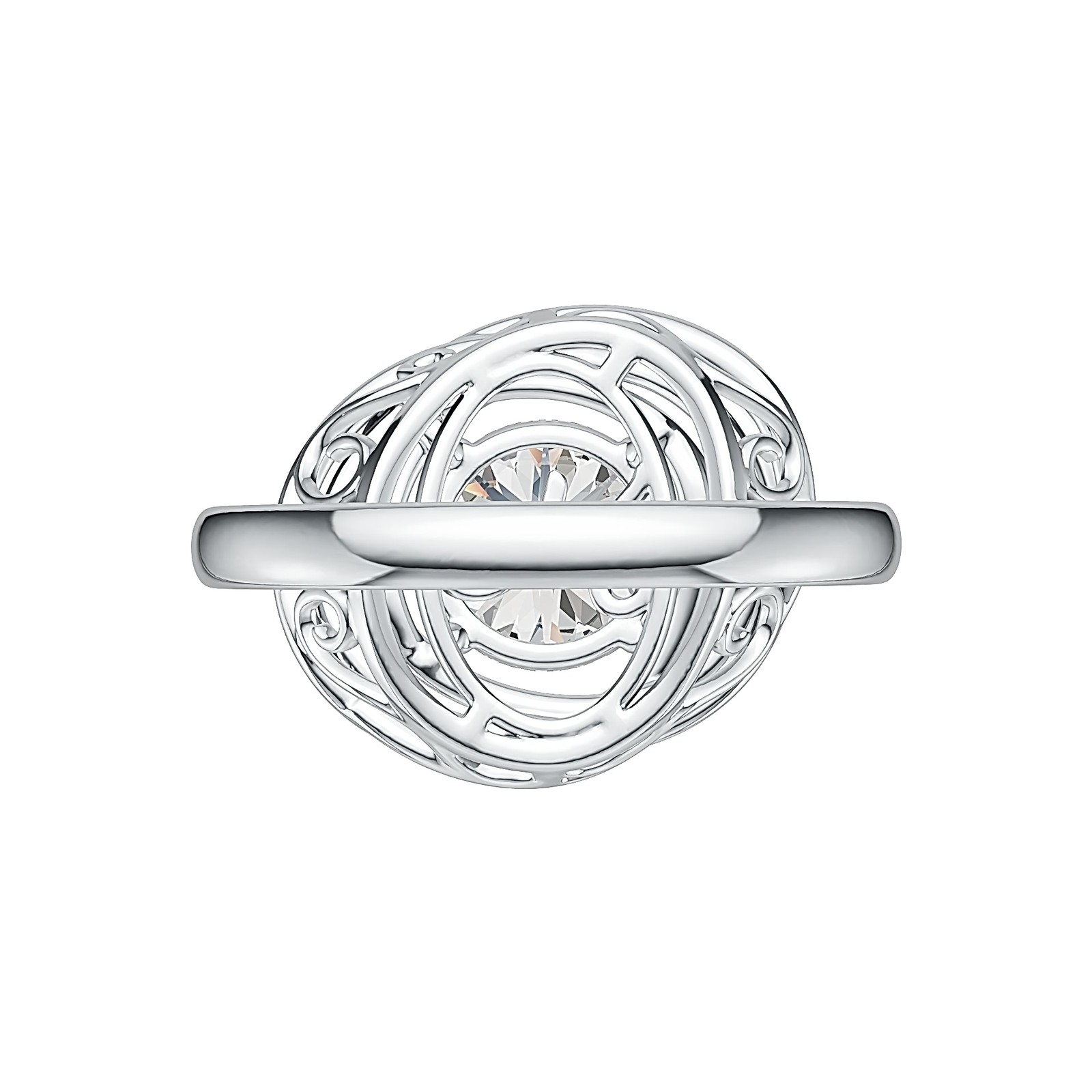 Sterling Silver Semi Mount Ring Setting Round RD 9x9mm Swirl Infinity Design