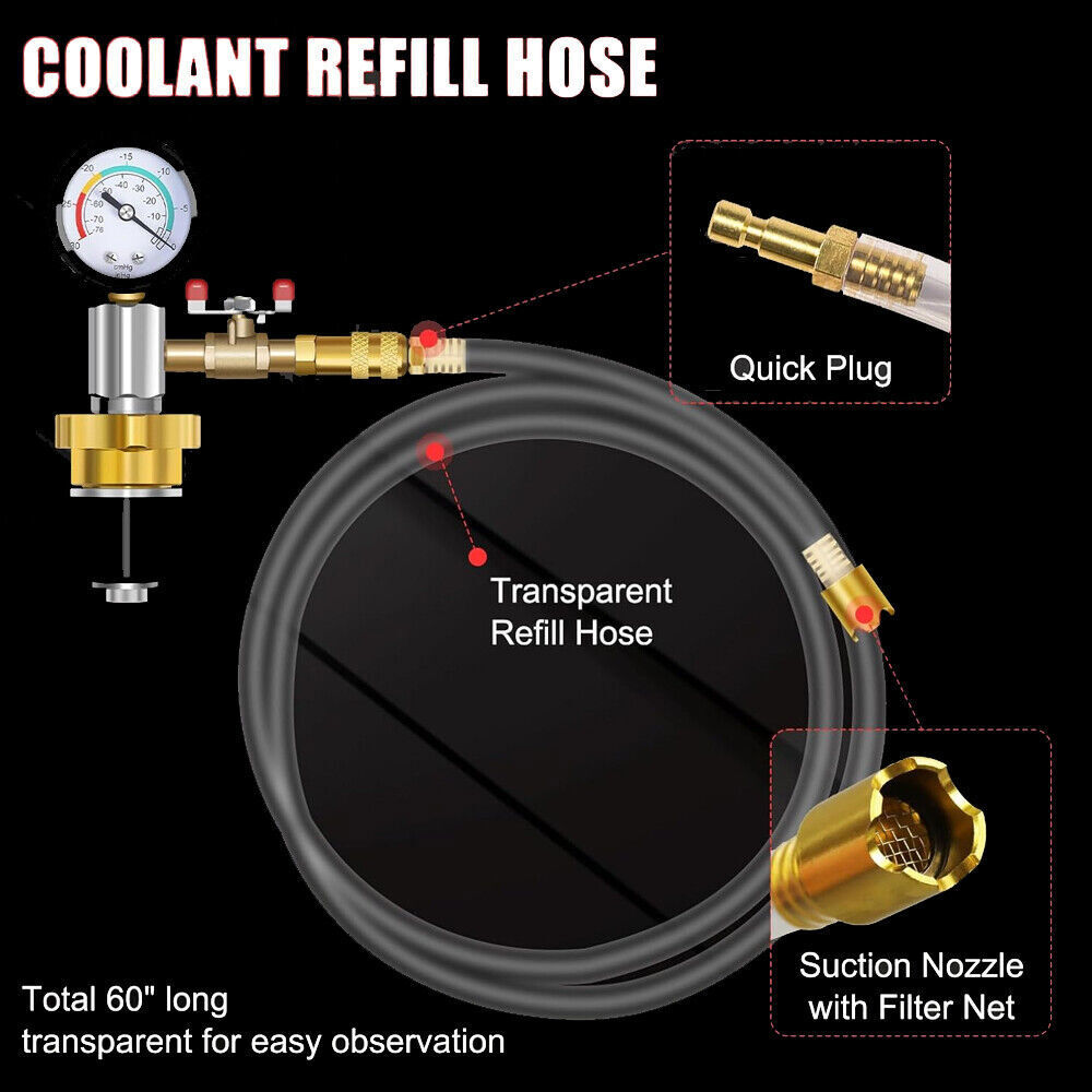 Auto Coolant Vacuum Kit Cooling System Vacuum Radiator Kit Refill & Purging Tool