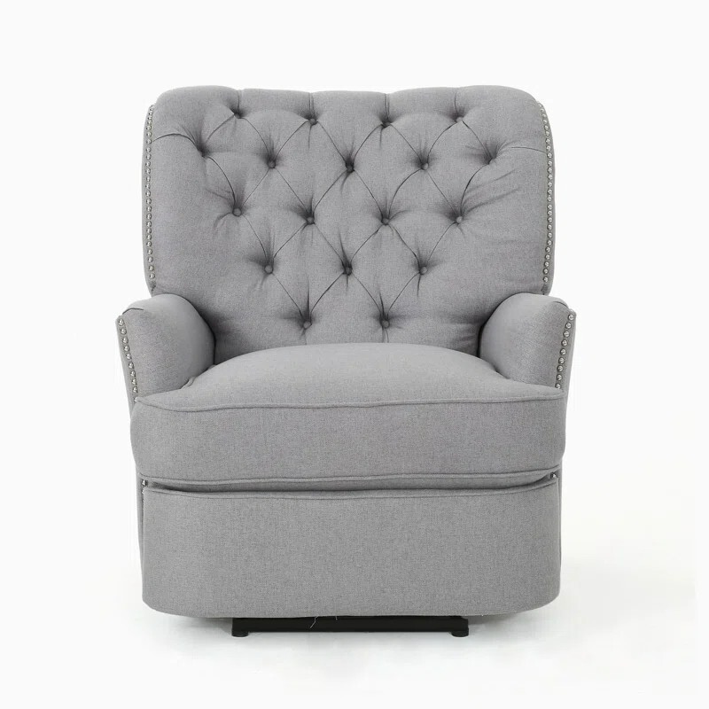 Hokku Designs 36.5 x 33.75 x 38.25" Sheran Upholstered Tufted Recliner, Gray