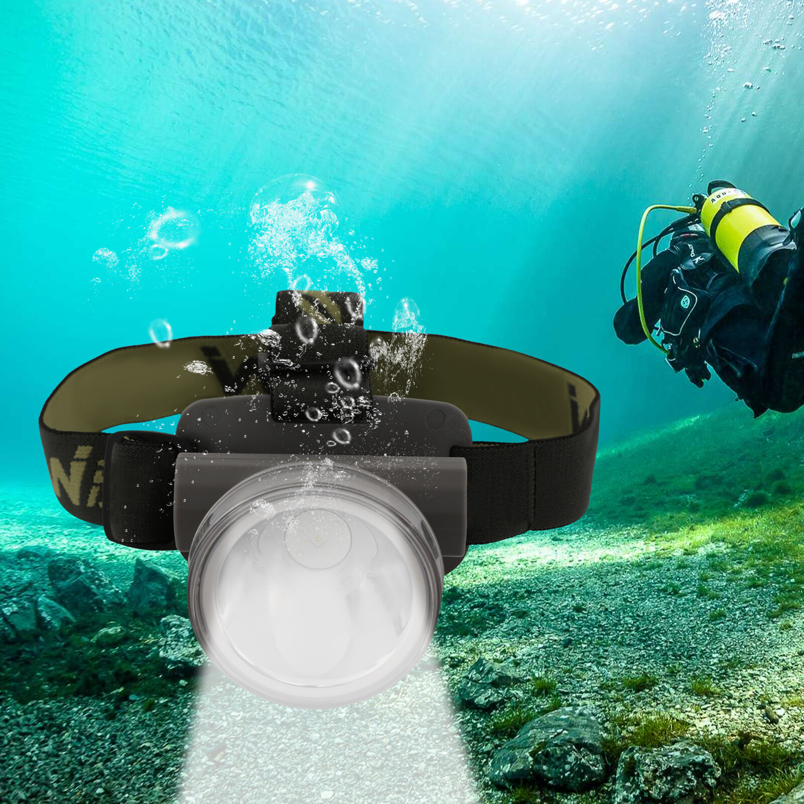 Underwater Headlight Rechargeable LED Diving Headlamp Head-mounted Diving Light