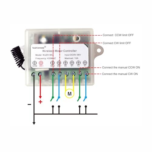 DC 8V 12V 24V 36V Motor Remote Control Switch for Control 2 remotes --Black