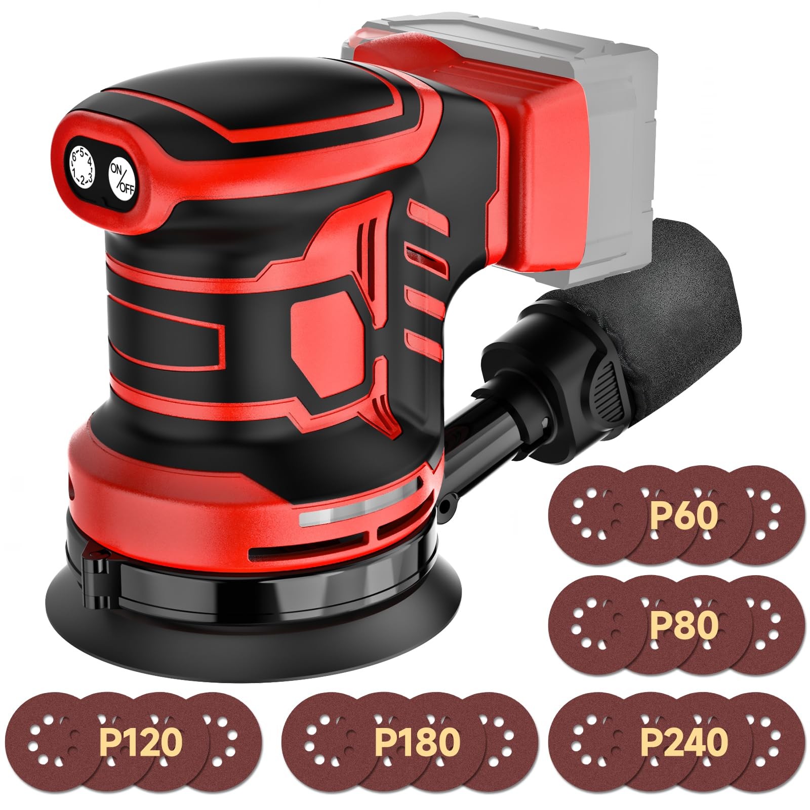 5Inch Random Orbital Sander, Cordless Sanding Machine Compatible with Milwauk...