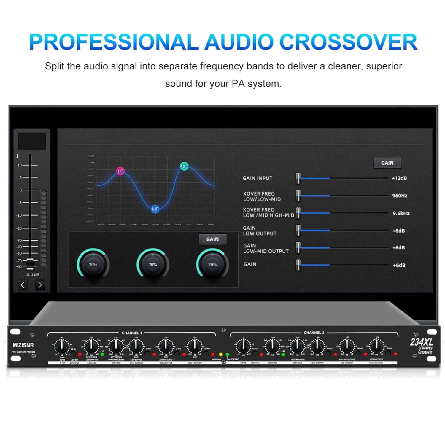 Professional Stereo/4 Way Mono Crossover XLR PA System*-