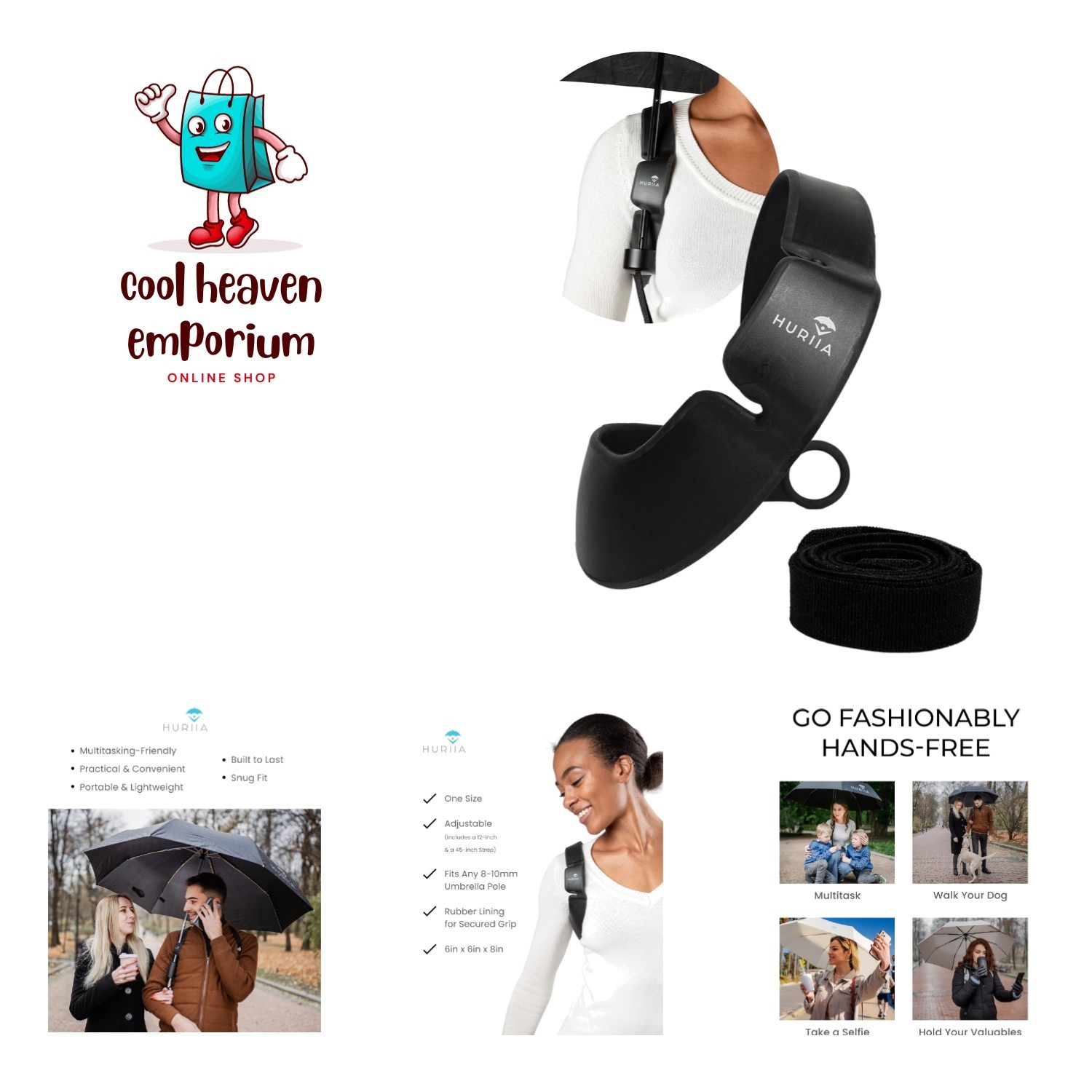Hands-Free Umbrella Holder, Wearable Portable Umbrella Shoulder Strap, Fits a...