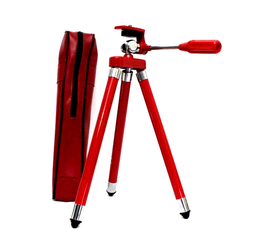 Stitz T-6 Compact Folding Telescopic RED Tripod w/ Pan Tilt Head 36" w/red case.