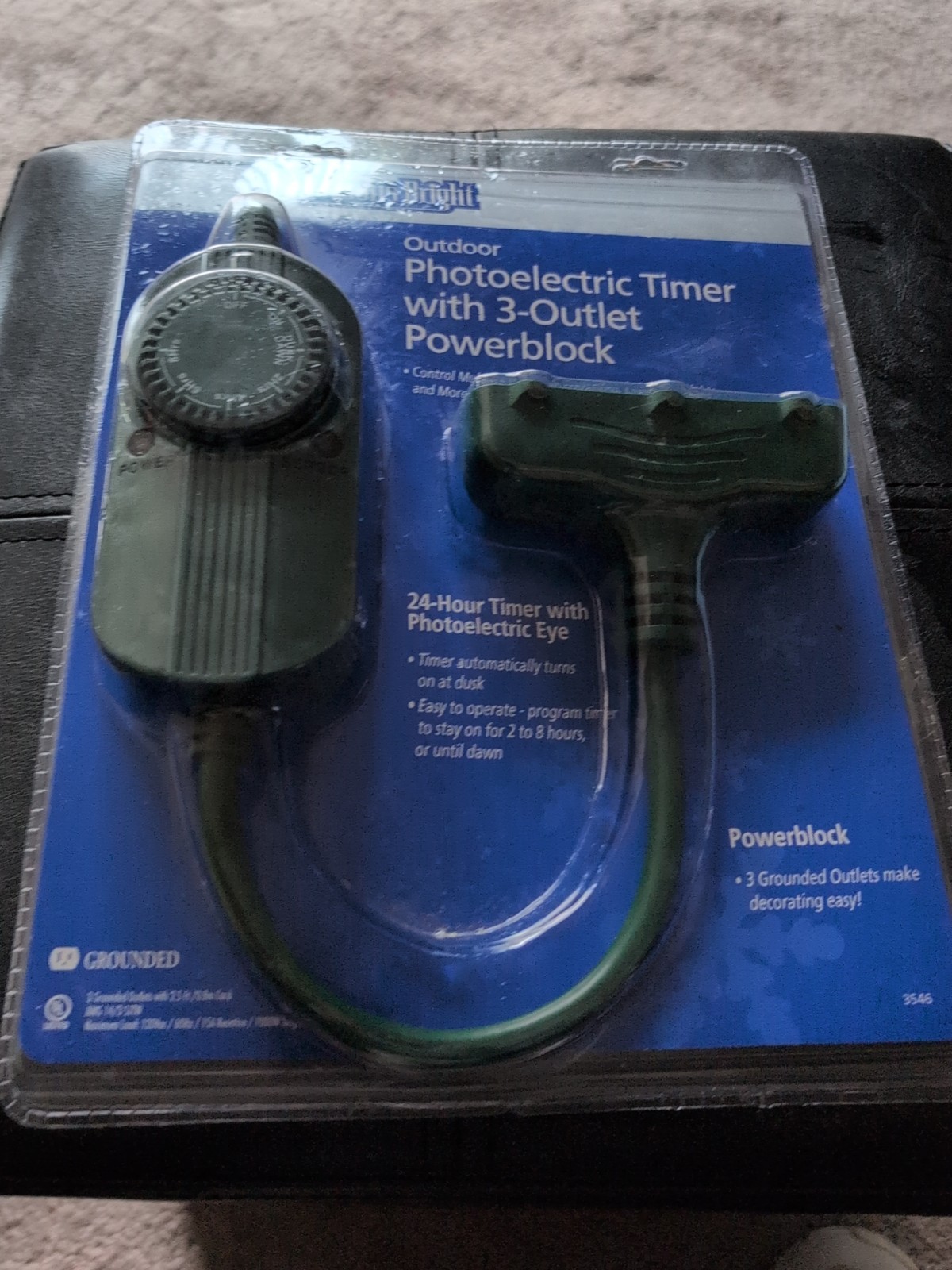 Seasons Bright Photoelectric Timer with 3 Outlet Powerblock New Free Ship