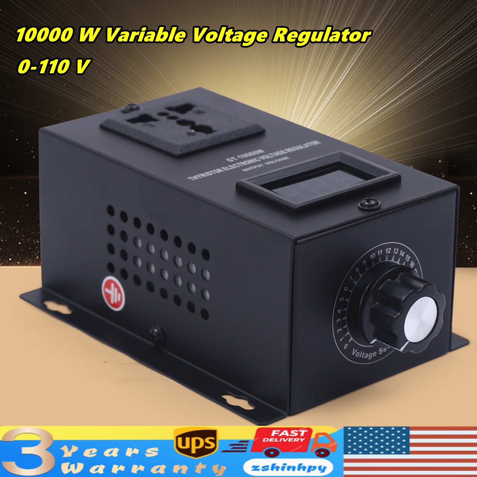 10000W Variable Voltage Regulator Dimmer Motor Speed Controller AC 110V SCR New