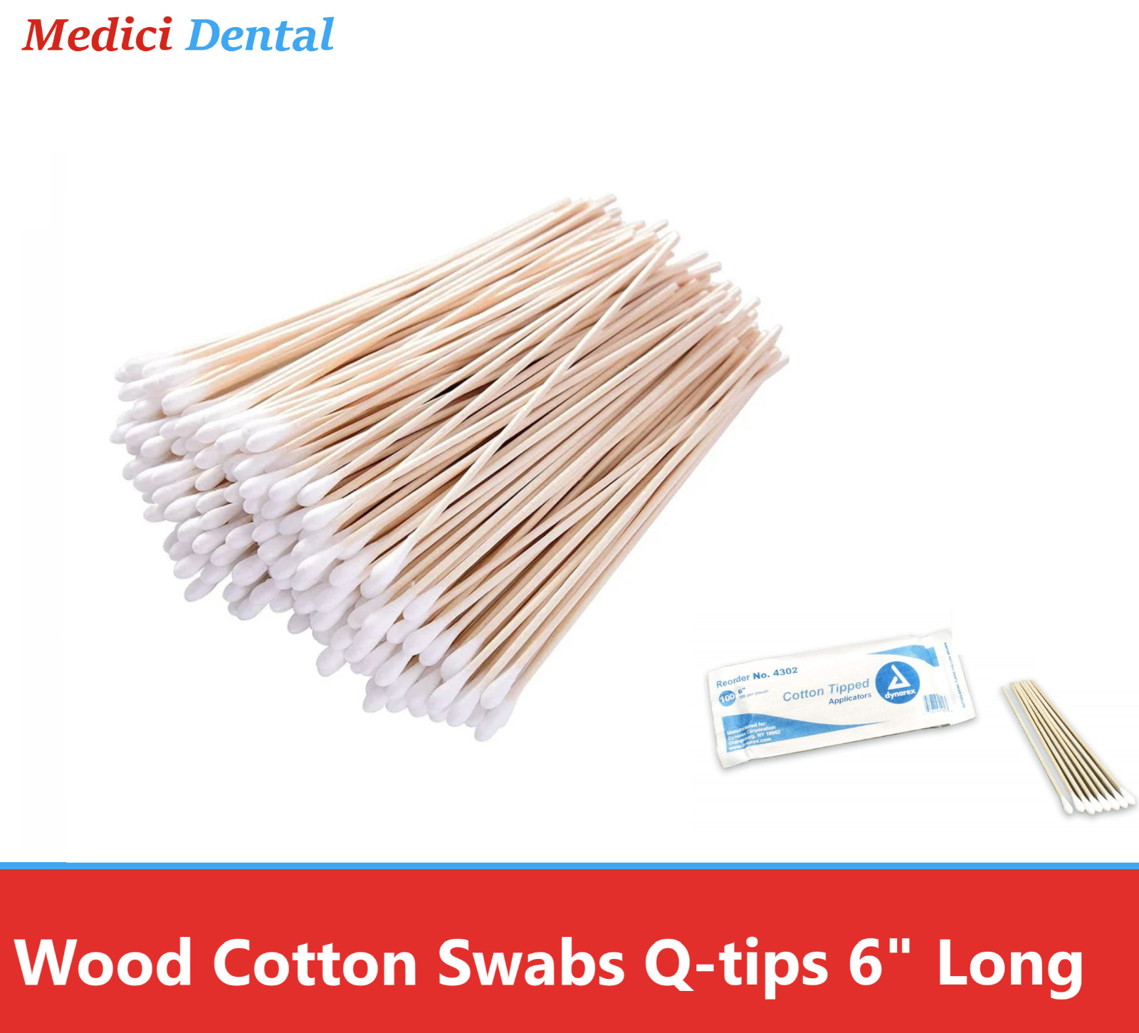 600pc Cotton Swabs Swab Q-tips 6" Long Wood Medical Grade Manufacturer Sealed US