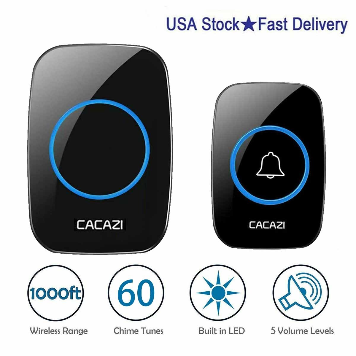 Wireless Doorbell Plug-In LED Lights Waterproof Long Range Receiver Remote LOUD