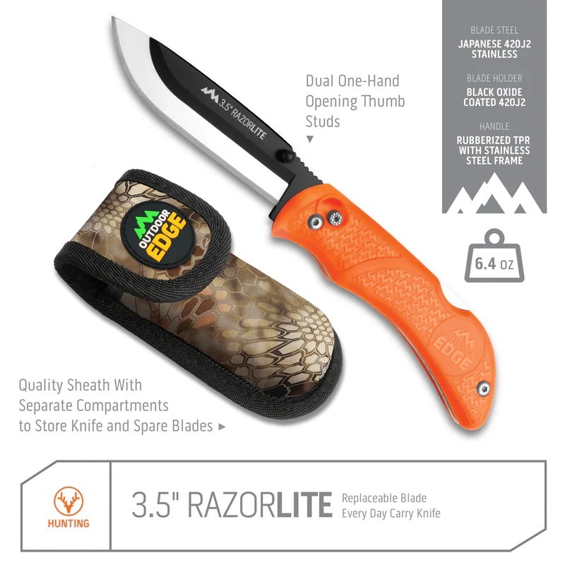 RazorPro® L Replaceable Blade Folding Hunting Knife 3.50" 420J2 Drop Point