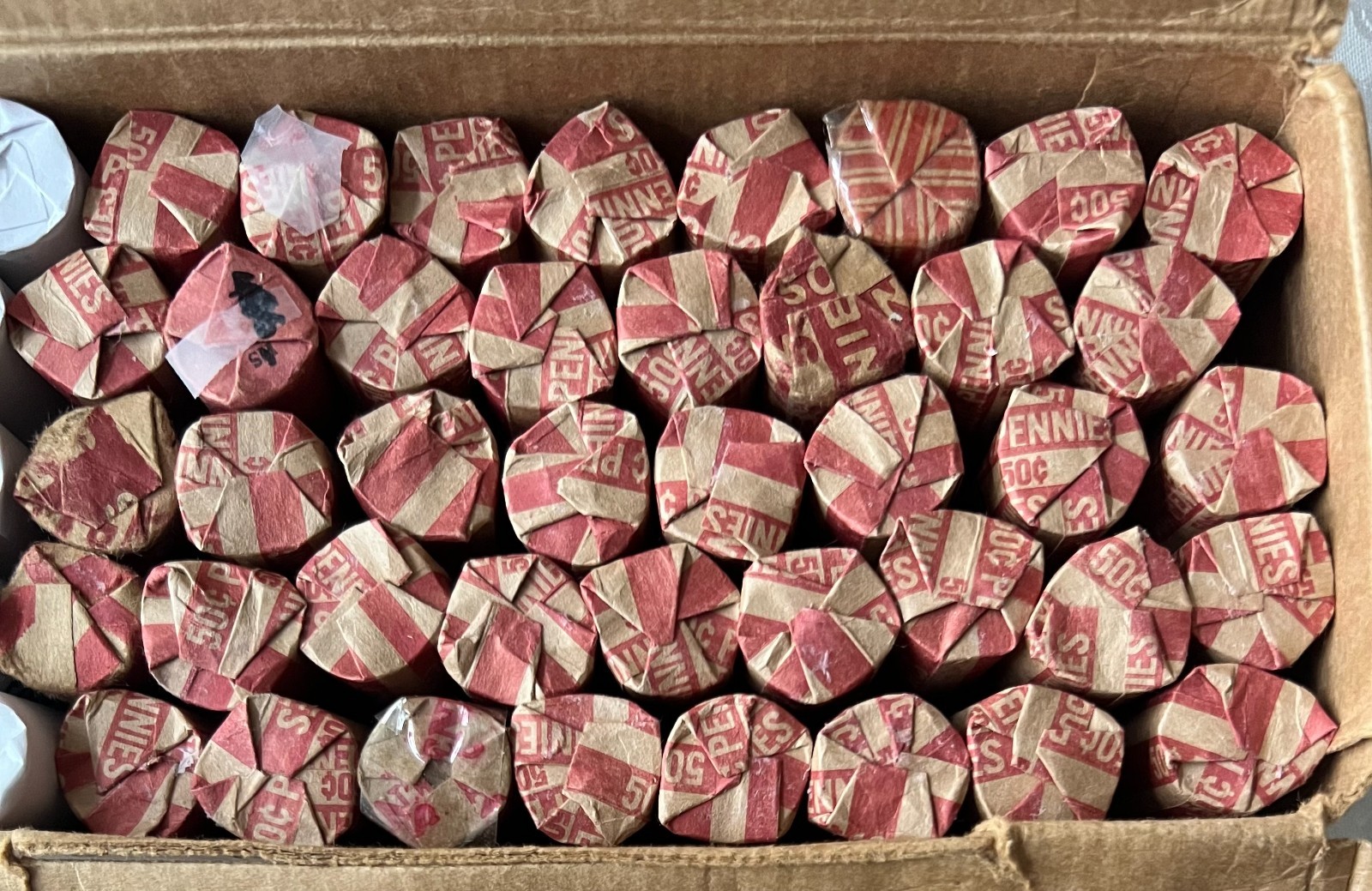 1909-1919 WHEAT CENT, ONE ROLL OF 50 COINS PER PURCHASE, 20 DIFFERENT DATES/MINT