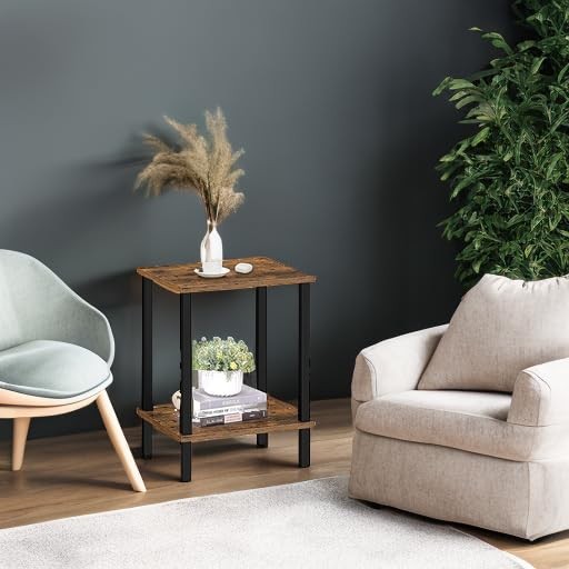 End Table, Side Table, Nightstand, 2-Tier Storage Shelf, Sofa Side Table for ...