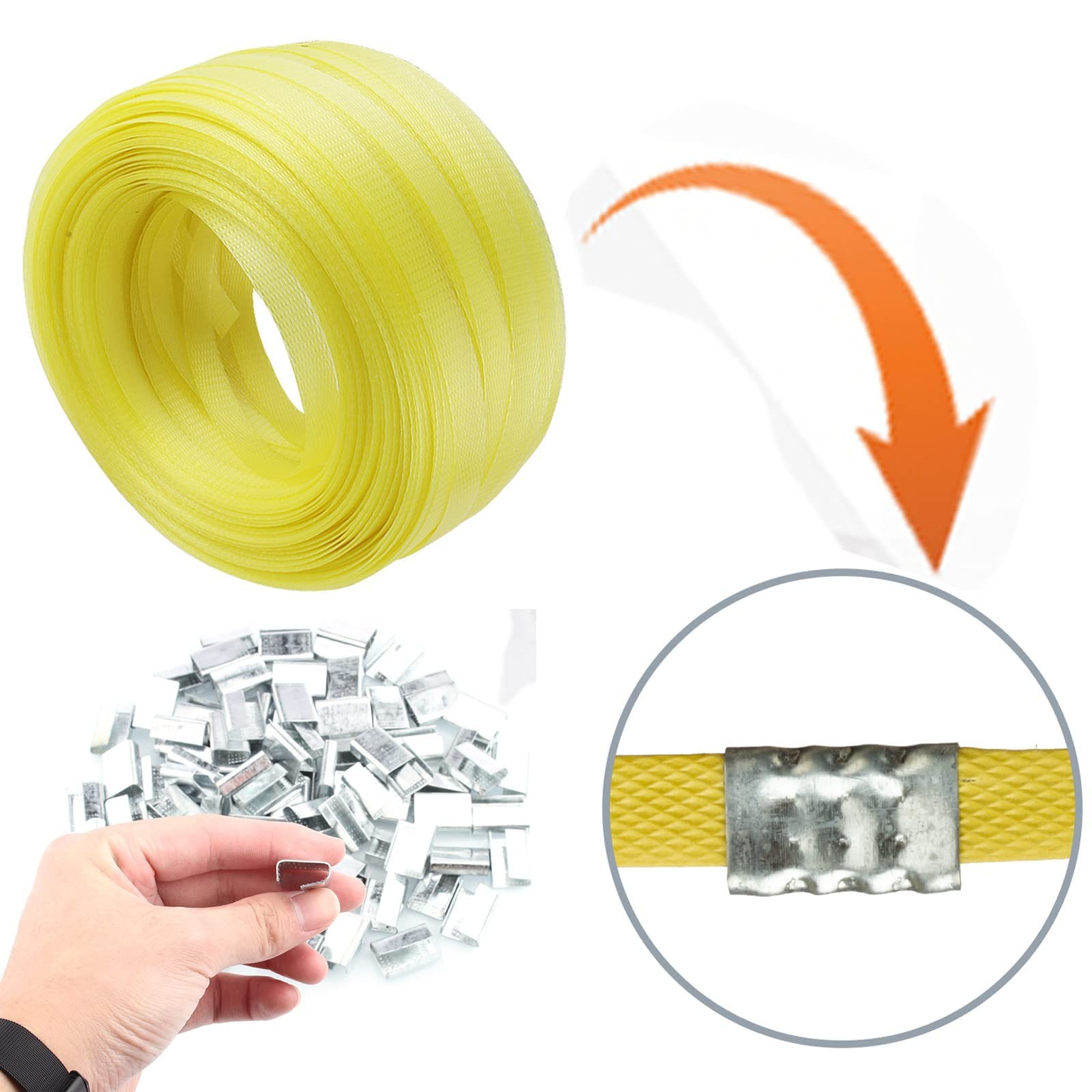 Poly Strap, Polypropylene Strapping, 320' Length, 1/2" Width, Yellow