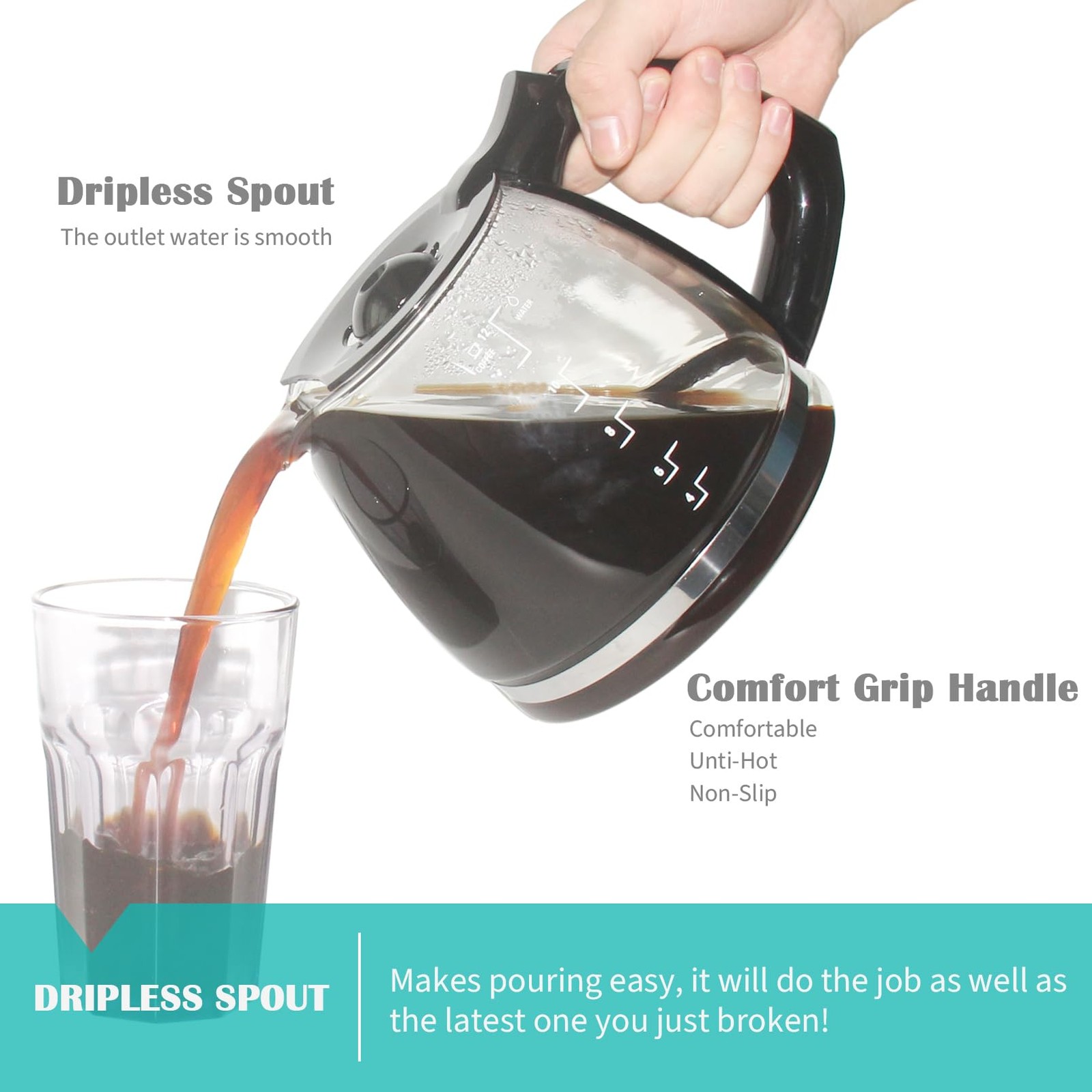 12-Cup Replacement Carafe for Black and Decker Coffee Maker CM1160B/W