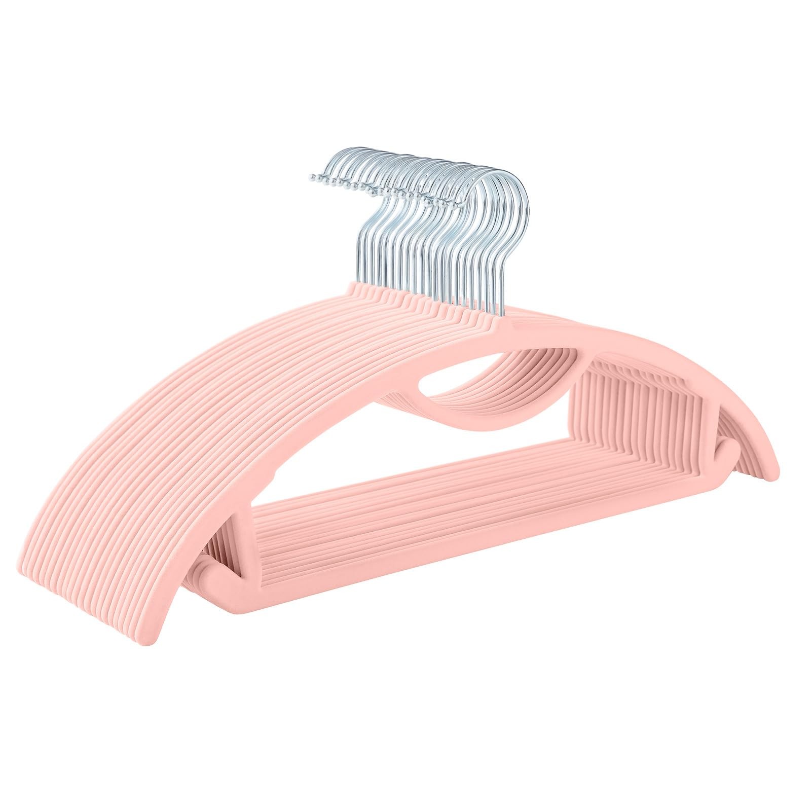 50-Pack Premium Velvet Hangers No Shoulder Bump with Tie Bar Non-Slip Felt
