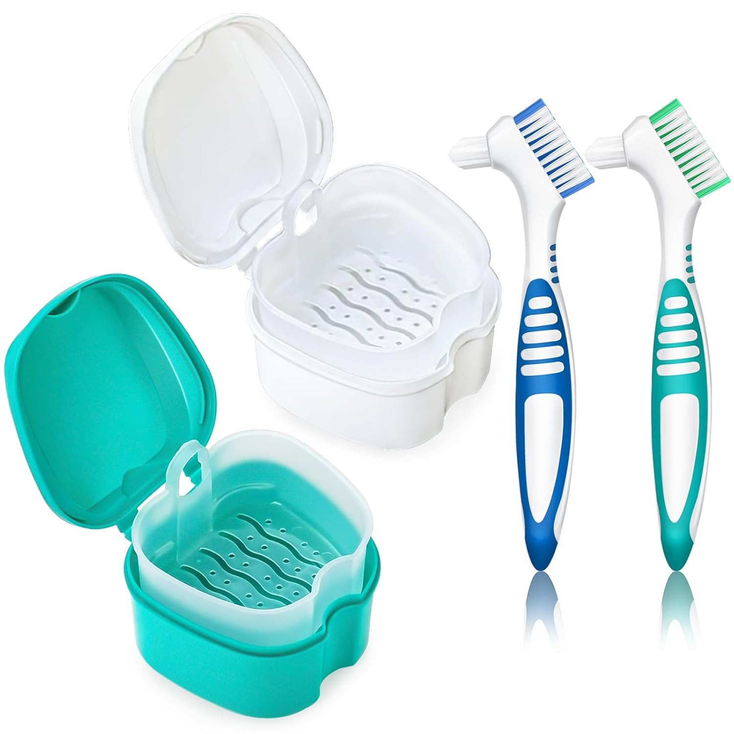 2 Pack Partial Denture Bath Case Retainer Cleaning Case Travel, Denture Stora...