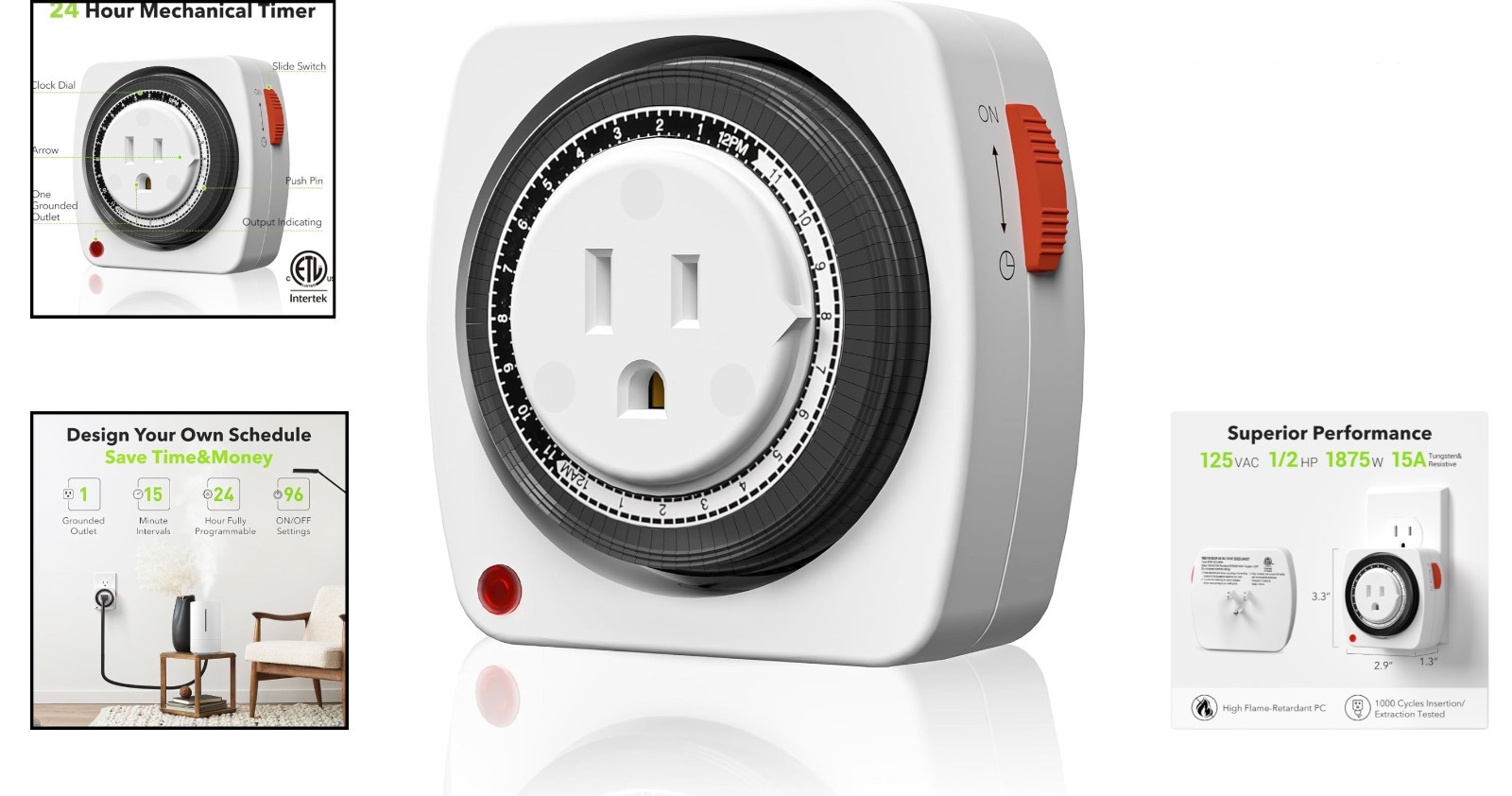 Automate Your Day: 24-Hour Mechanical Timer with 15-Minute Scheduling Options