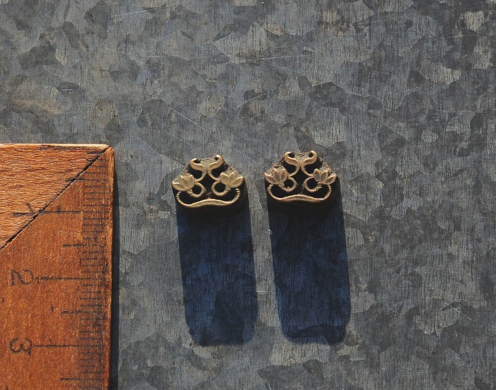 2x brass ornament bookbinding gilding hot foil stamps embossing Art Nouveau o|d
