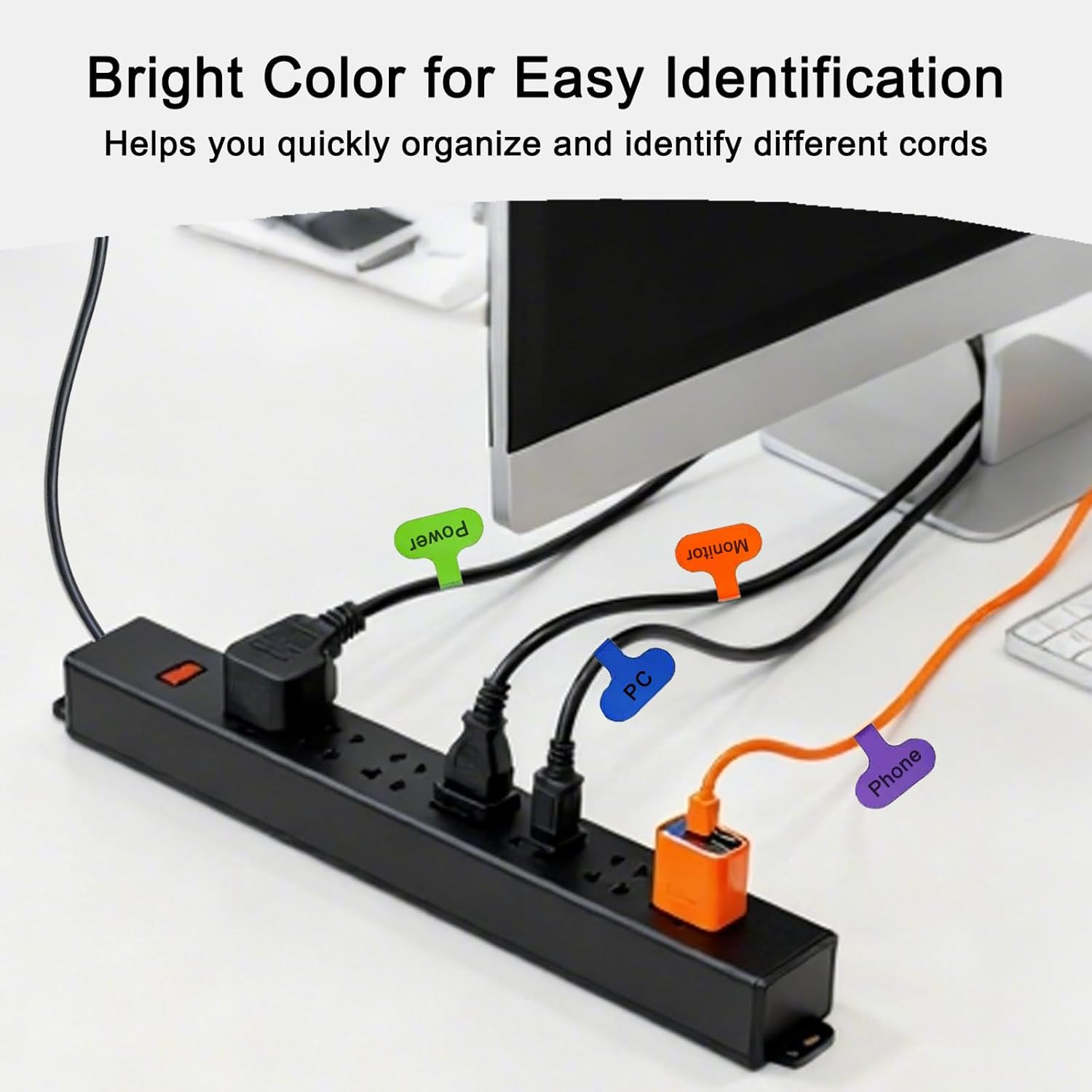 40 Pcs Multi Color Cable Labels, Oval Wire Labels for Electronics, Computer & In