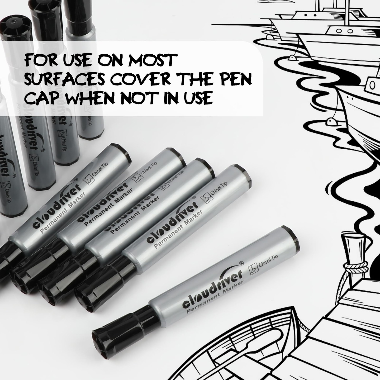 cloudriver Permanent Markers 96 Count, Black 1 Count (Pack of 96),