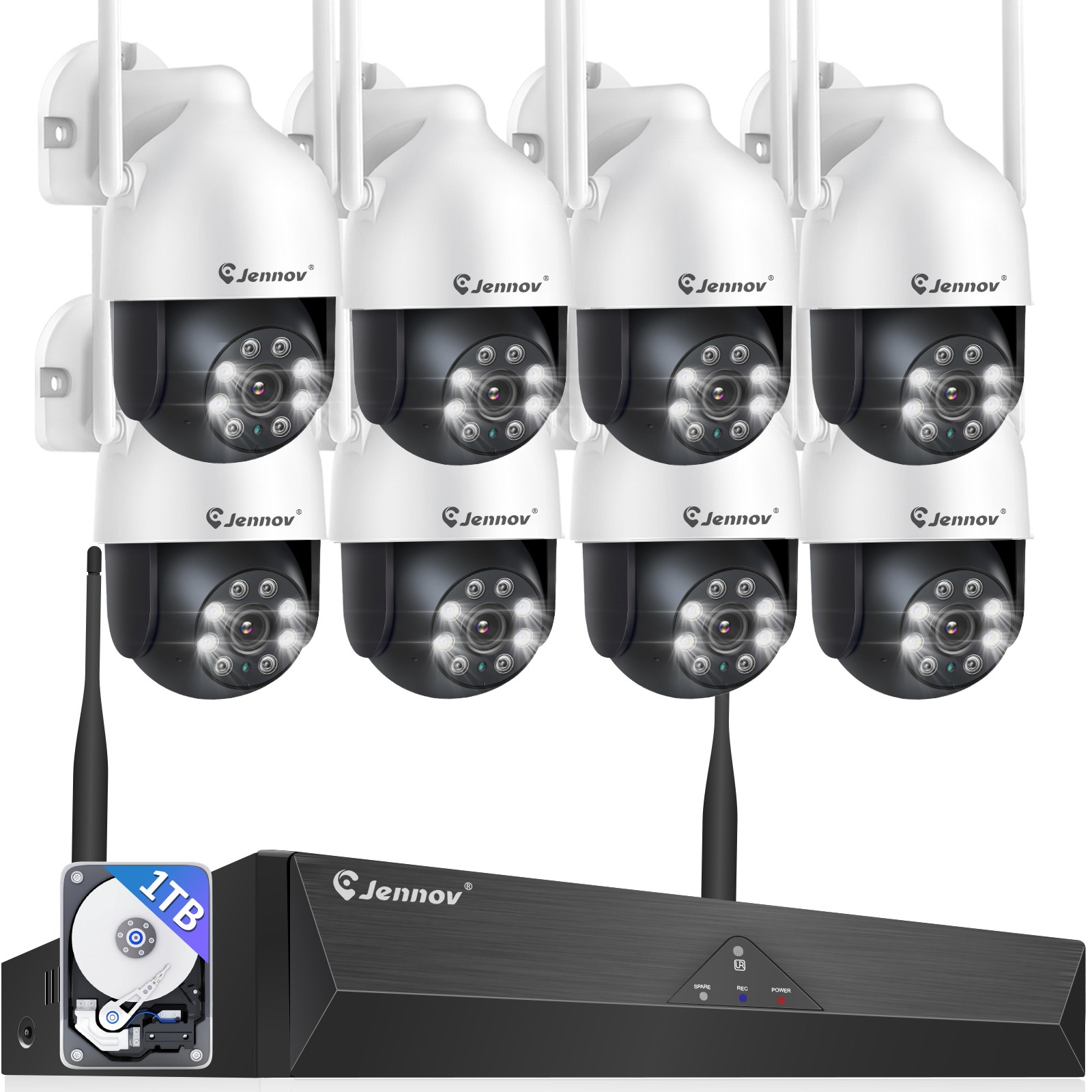 Wireless Home PTZ Security Camera System 10CH 5MP 1TB NVR WiFi IP66 Cameras