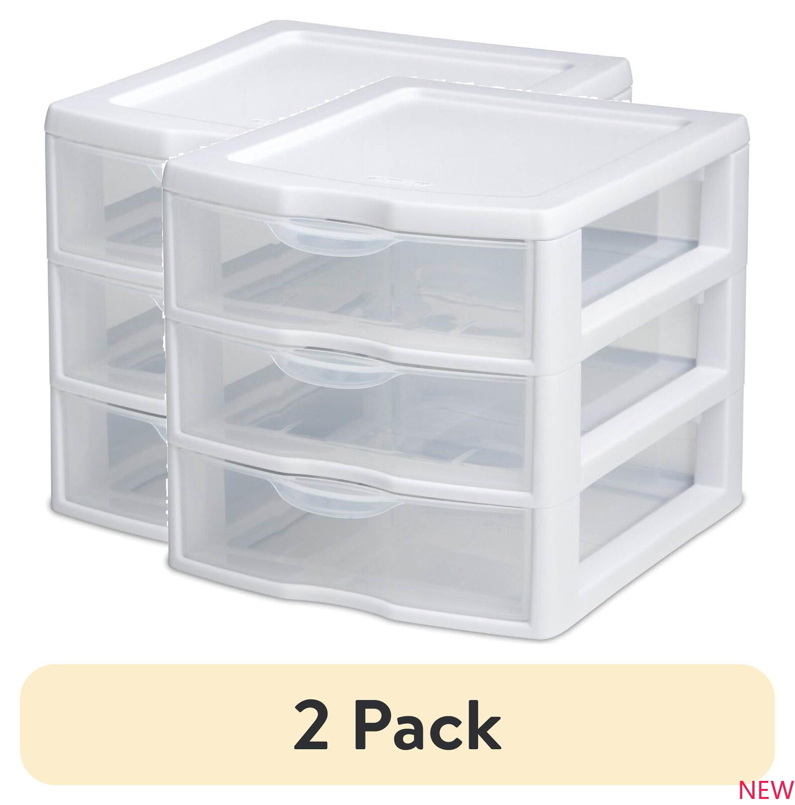 (2 pack)  Small 3 Drawer Desktop Unit, Plastic, White！