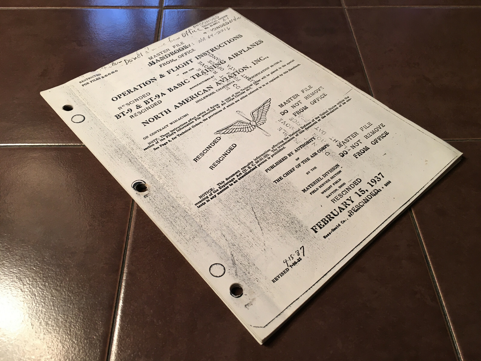 North American BT-9 & BT-9A Pilot's Flight Operating Manual