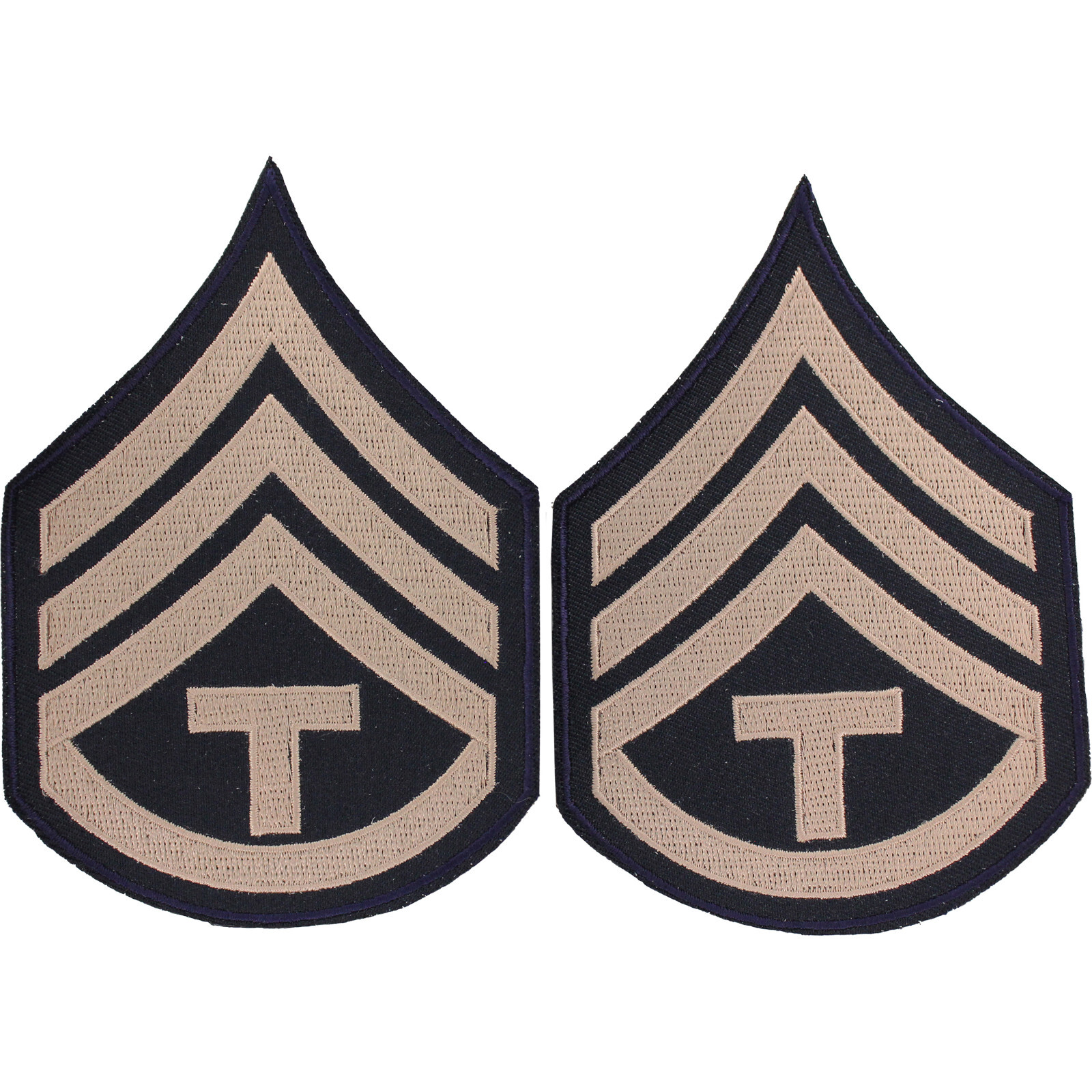 Tec 3 Sleeve Chevron (Pair) (Khaki Stripe / Blue backround) (Reproduction) P842