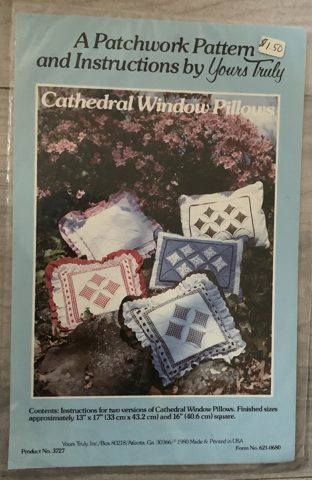 YOURS TRULY CATHEDRAL WINDOW PATCHWORK PILLOWS PATTERN VINTAGE