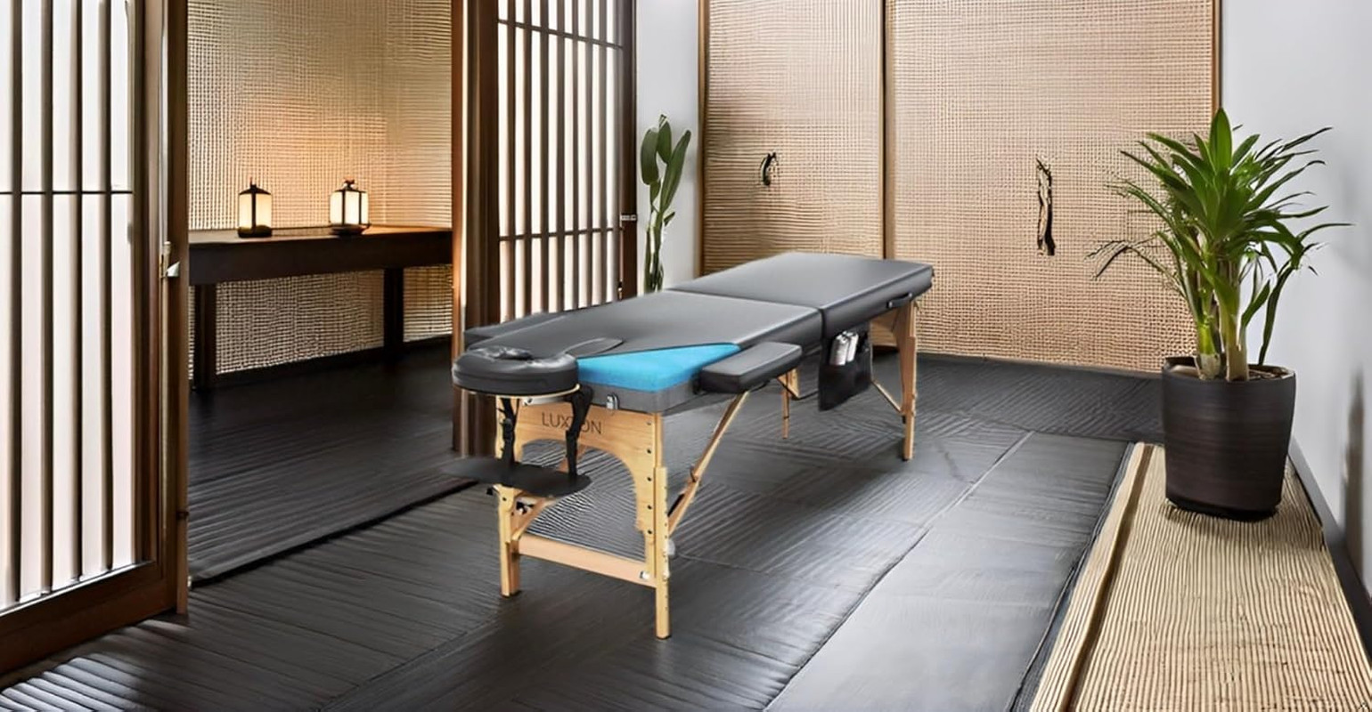 Premium Memory Foam Massage Table - Rolling Travel Case, Washable Sheets, Thicke