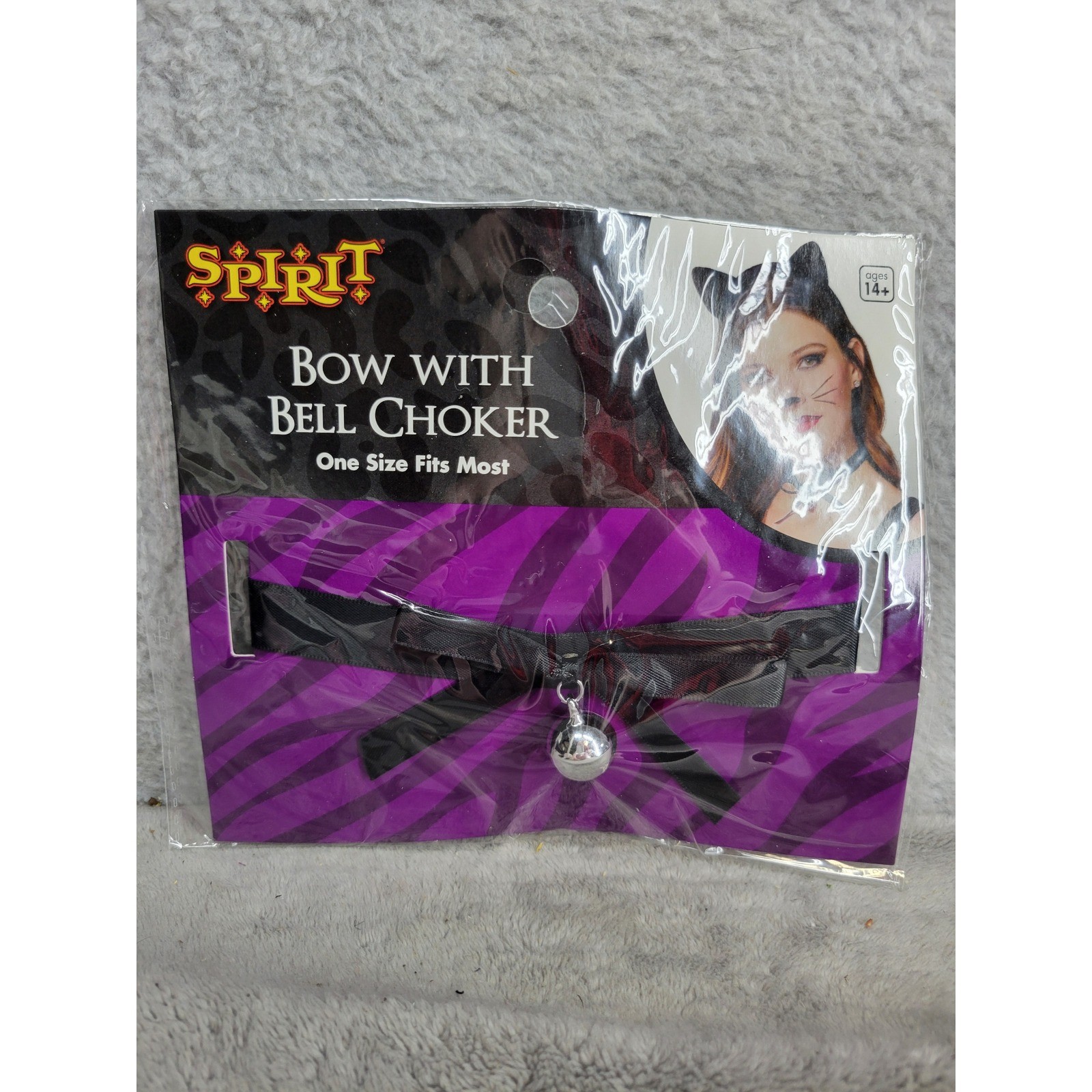 Spirit Halloween Bow with Bell Choker Black Purple Costume Accessory