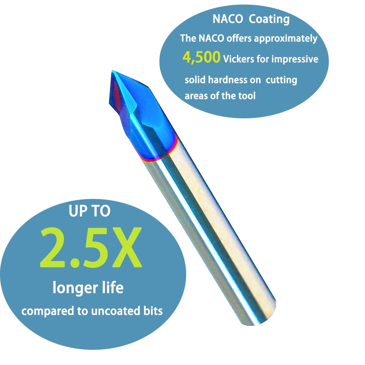 BRF360 Woodworking Carving Bit Solid Carbide 3 Flute, NACO Coated CNC Router