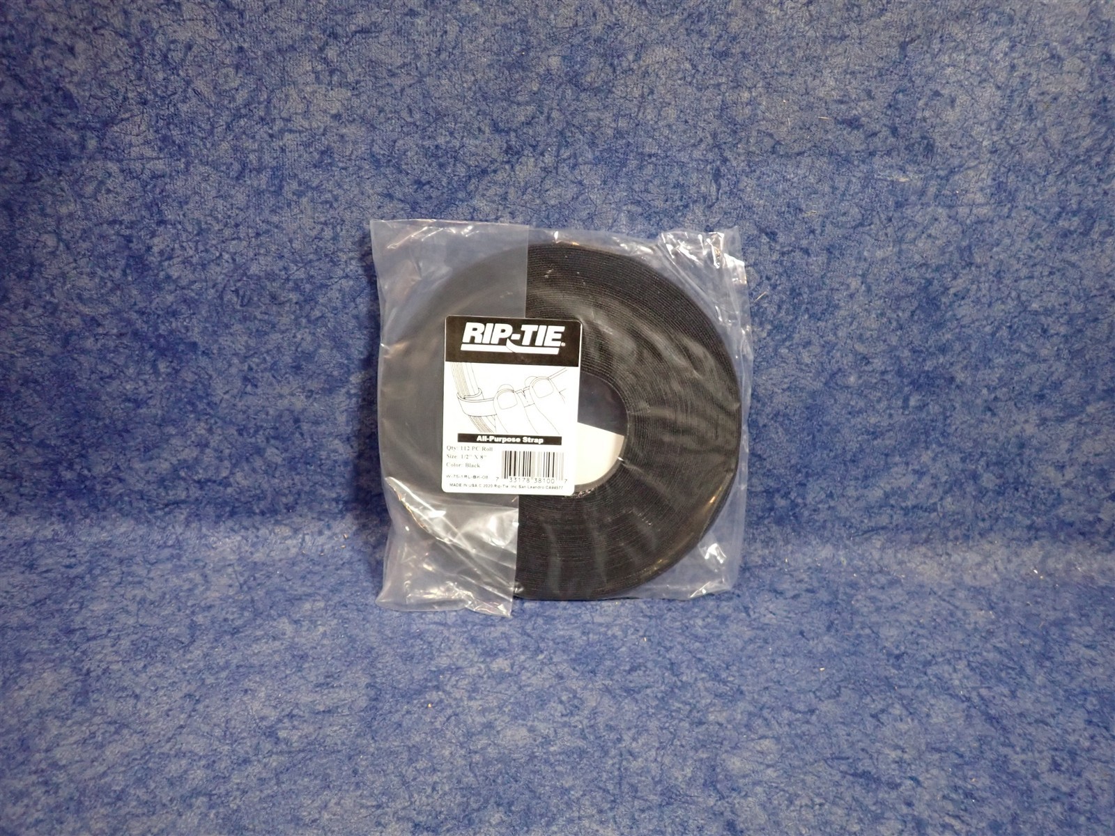 NEW Rip-Tie W-75-1RL-BK-08 1/2 Inch WrapStrap, Black, 75 Foot (BN236)