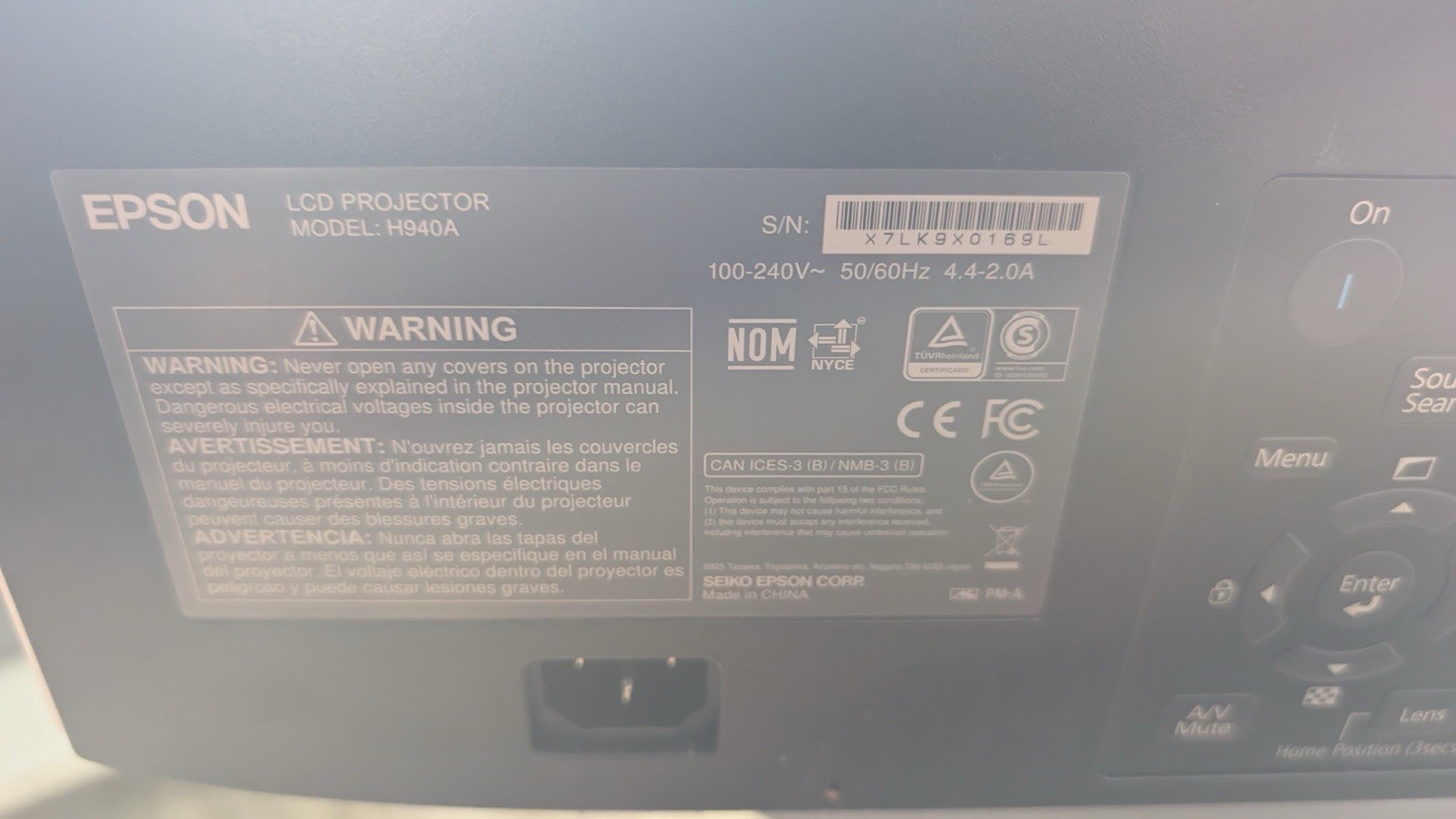 Epson Pro L1070U Model H940A Lumen Laser Projector UNTESTED