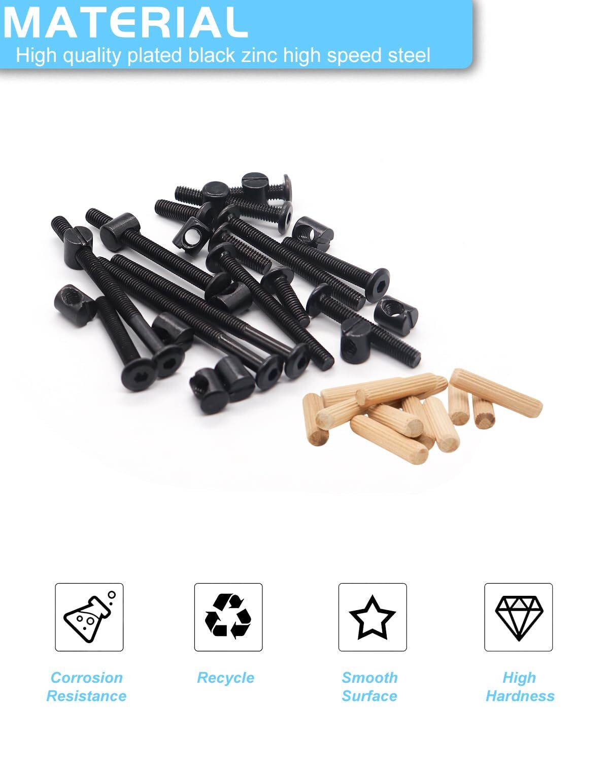 Crib Screws Hardware Replacement Kit - 16 Set Baby Bed Frame Bolts,Barrel Nut...