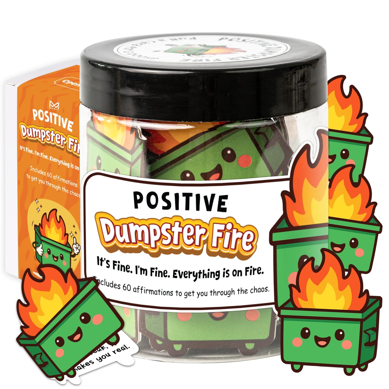 Positive 2.7 inches x x 3.3 inches, Dumpster Fire