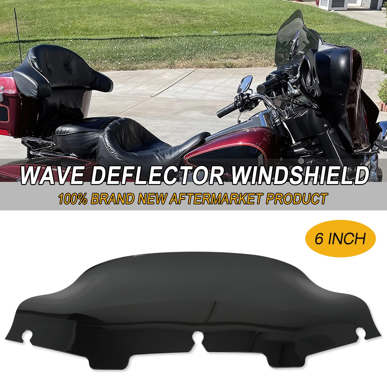 6" Wave Windshield Windscreen Fairing For Harley Electra Glide Classic CVO 2004