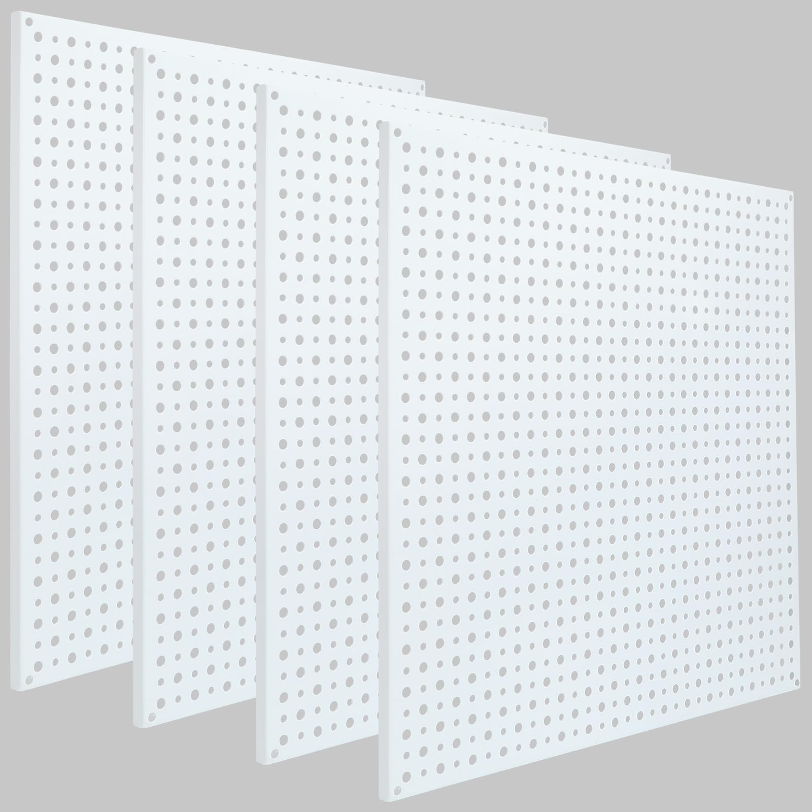 4 PCS White Heavy Duty Steel Metal Horizontal Pegboard Tool Panels 16x16 Inch