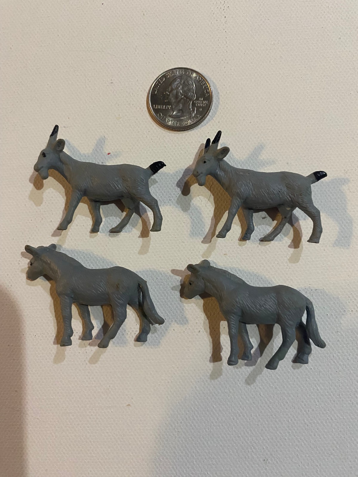 Vintage Toy Grey Farm Goats 1/64 Lot of 4