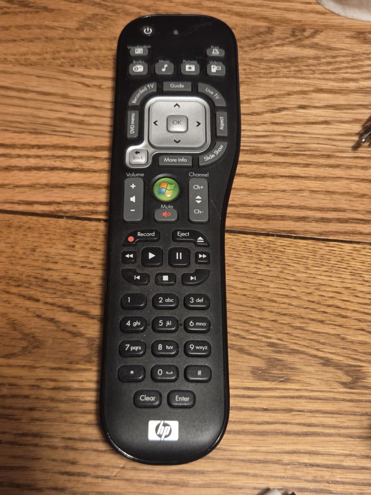 HP Microsoft Windows Media Center Remote Control RC6 Black Replacement