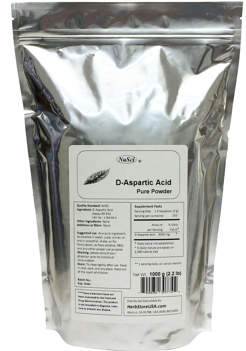 NuSci D-Aspartic Acid DAA 100% Pure Powder 1Kg (2.2LB) Sports energy