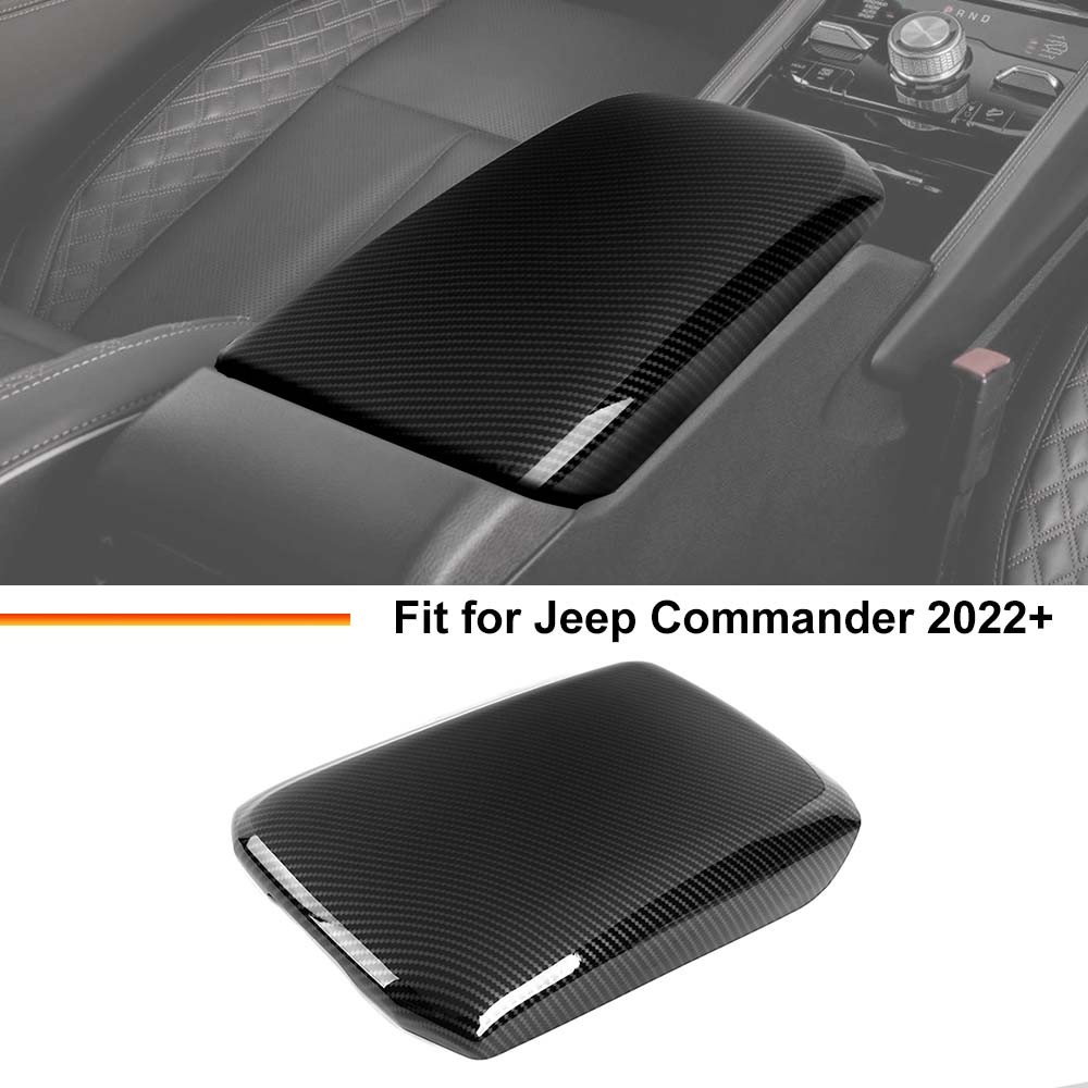 Carbon Fiber Center Consol Armrest Box Panel Cover Trim For Grand Cherokee 2022+